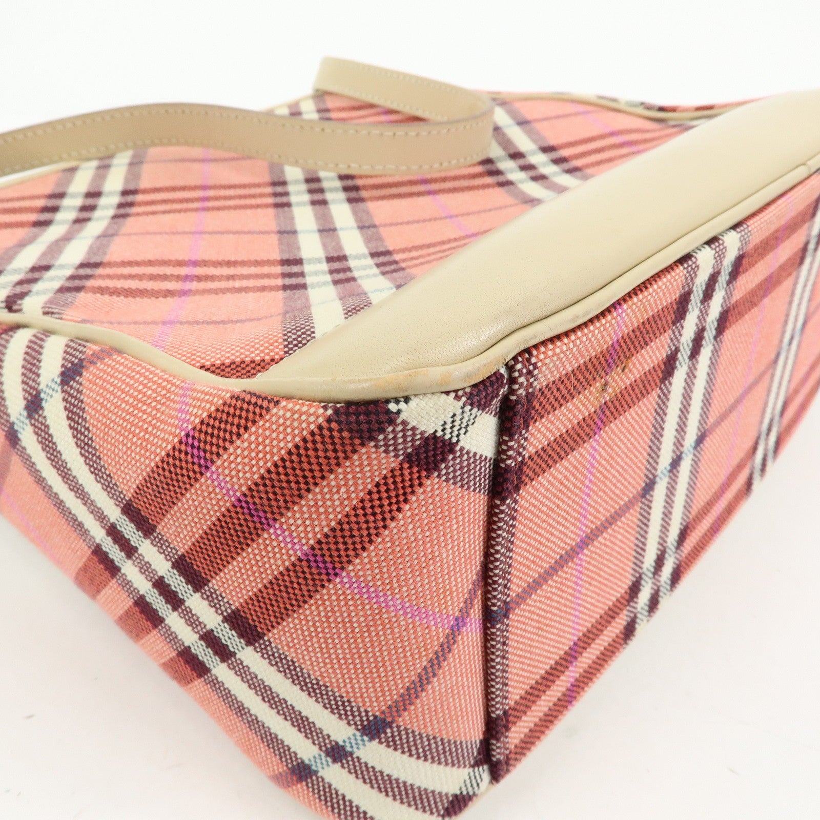 Burberry Shoulder Bag - Pink, Beige, Canvas, Leather