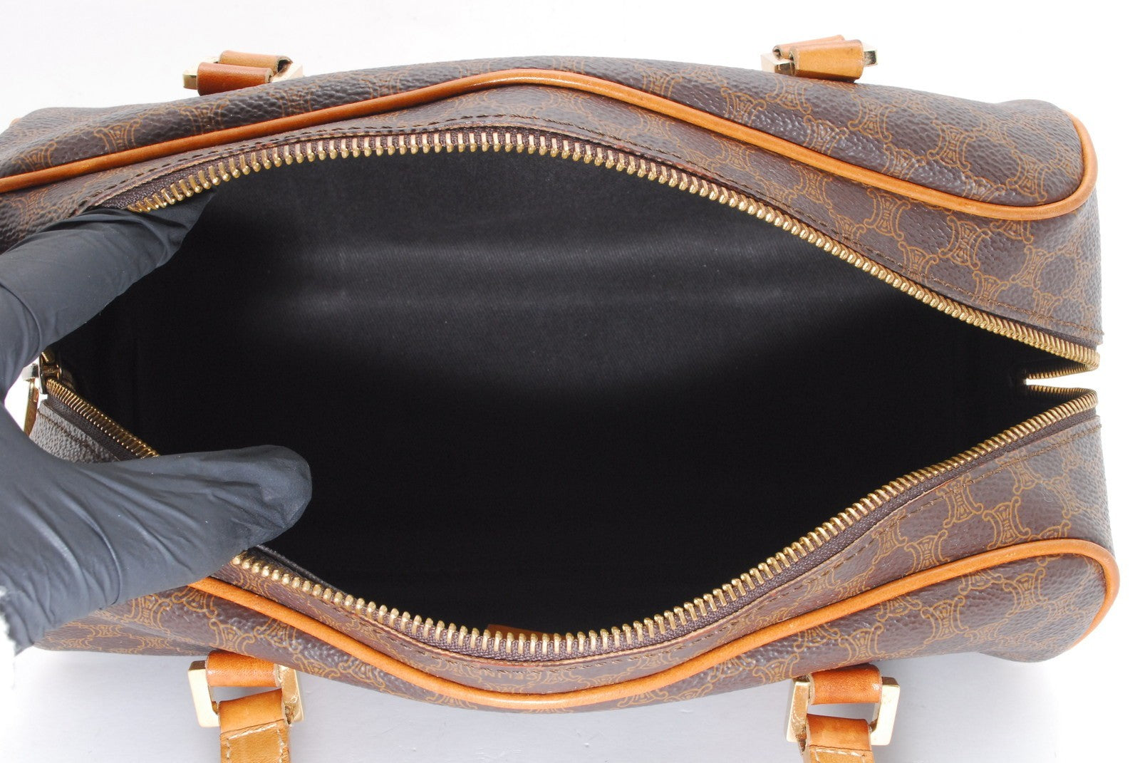 Celine Macadam Boston Hand Bag - Brown, PVC Leather