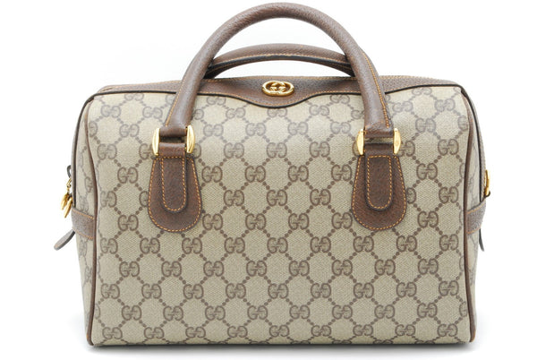 Gucci GG Supreme Mini Boston Bag - Brown, PVC Leather