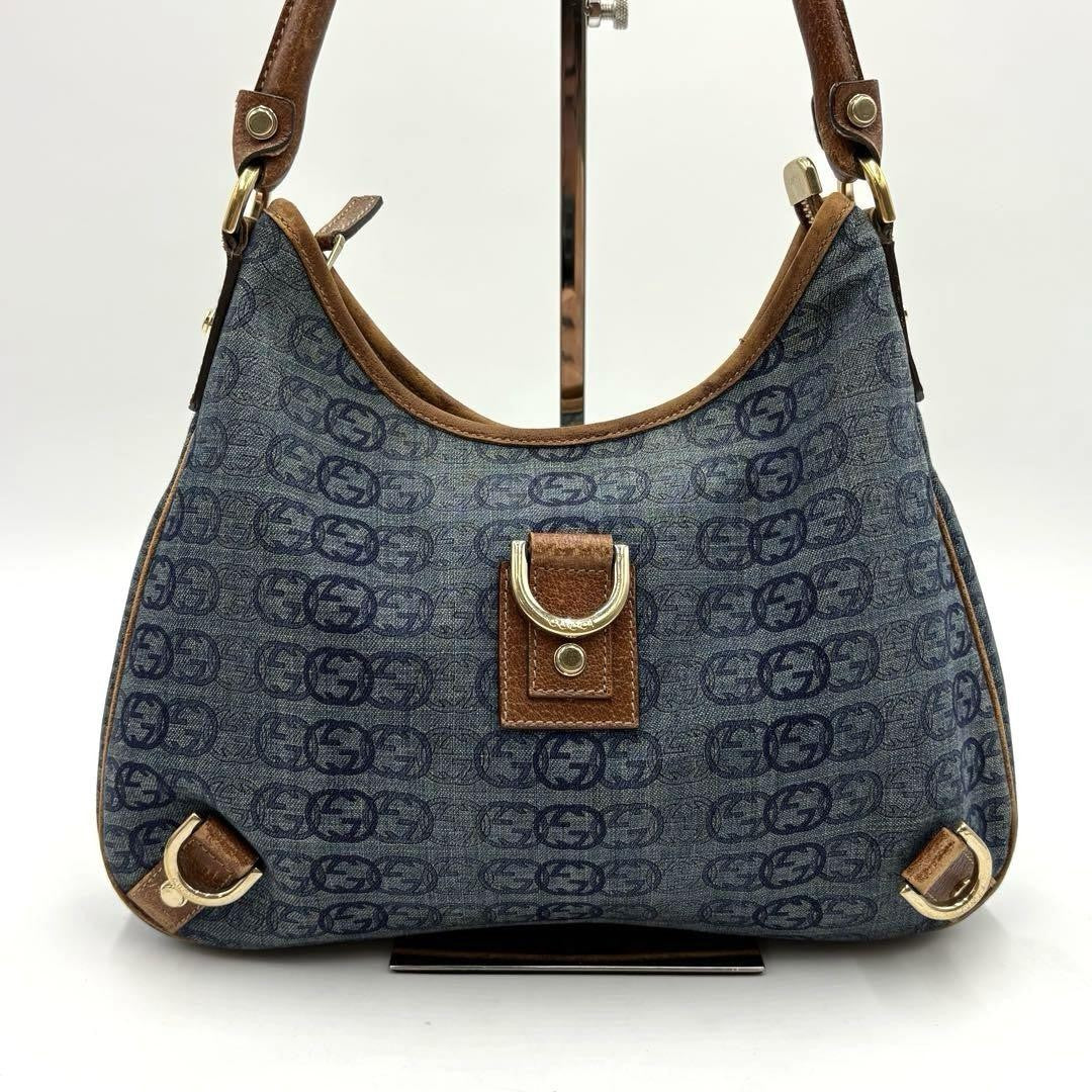 Gucci Abbey Shoulder Bag - Brown x Blue, Denim Leather