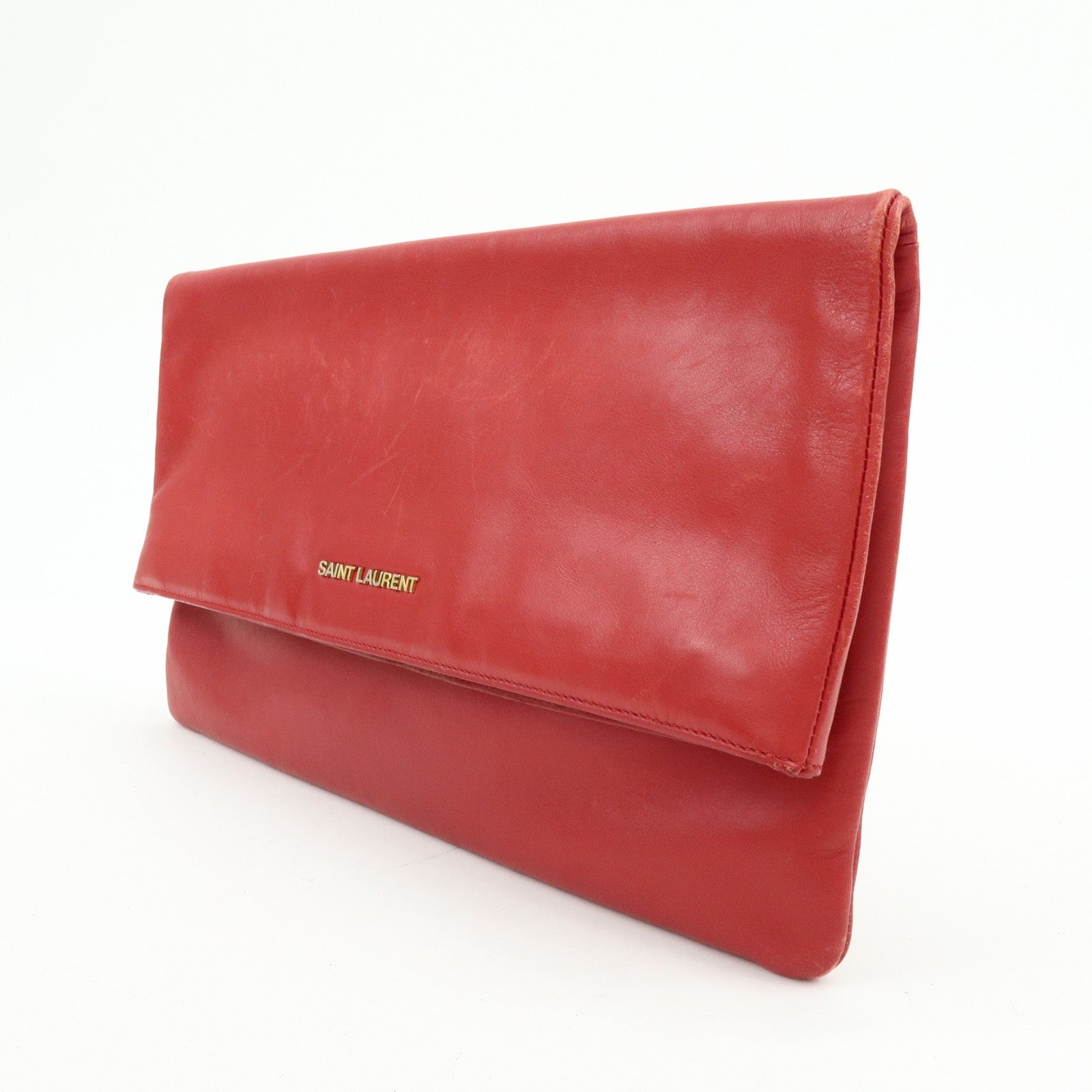 Saint Laurent Paris Clutch Bag - Red, Leather