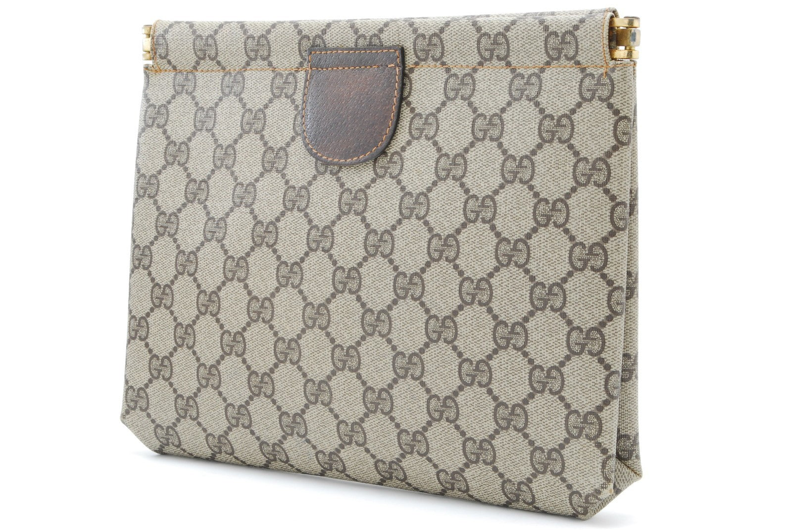 Gucci GG Supreme Clutch Bag - Brown, PVC Leather 