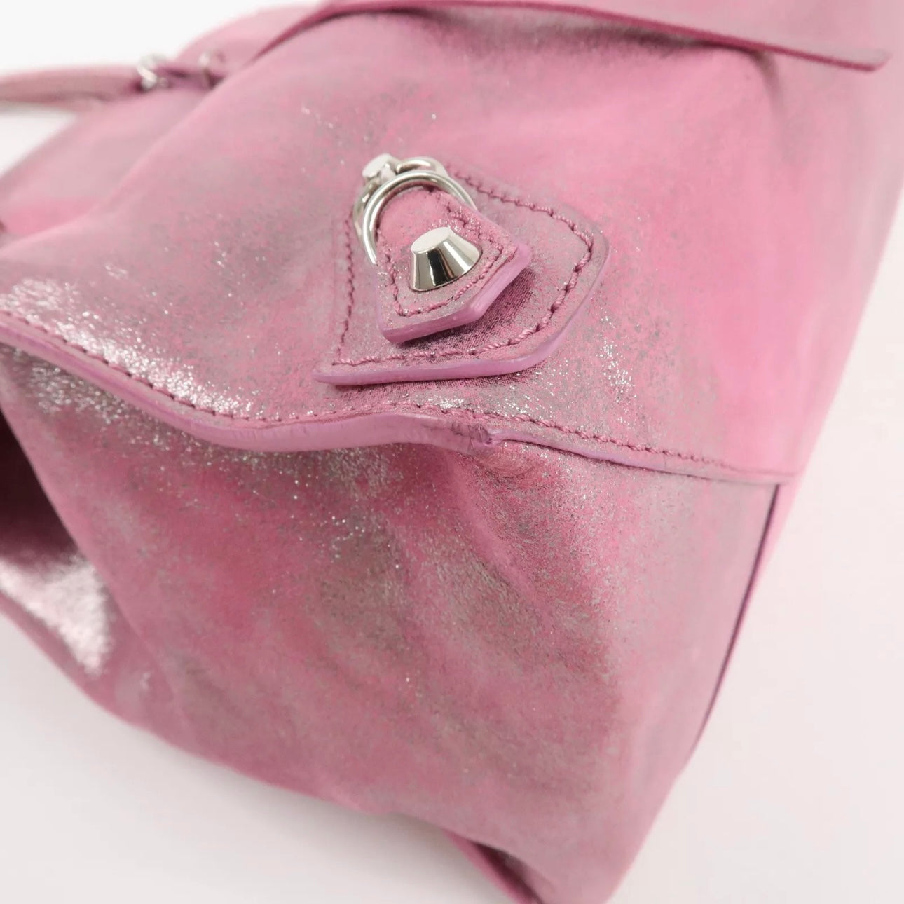 The Paper Leather Tote Bag Metallic Pink