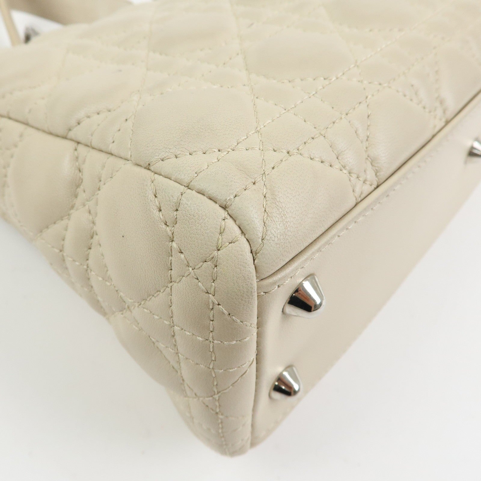 Christian Dior Lady Dior Hand Bag - Ivory, Lamb Skin