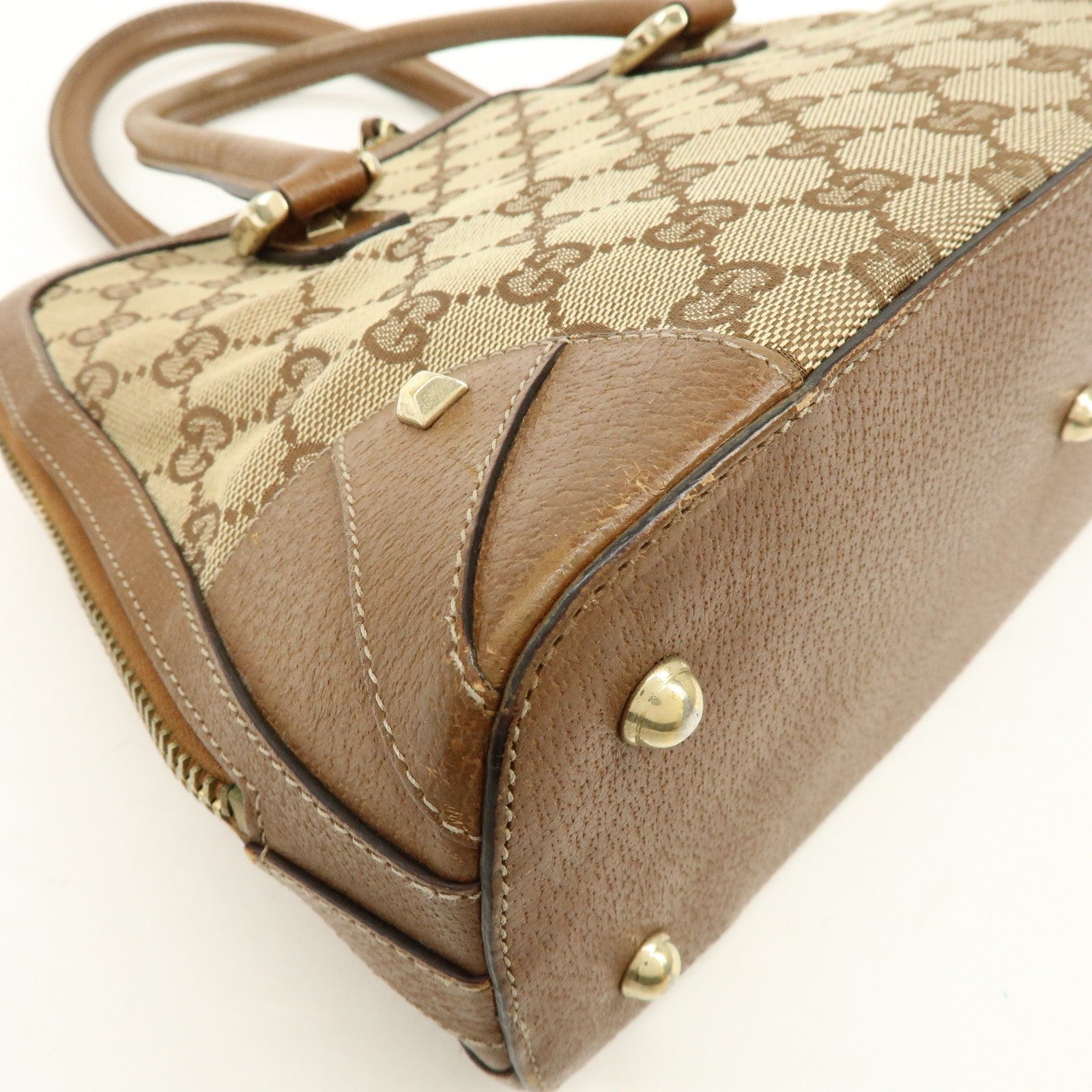 Gucci Hand Bag - Brown, GG Canvas, Leather 