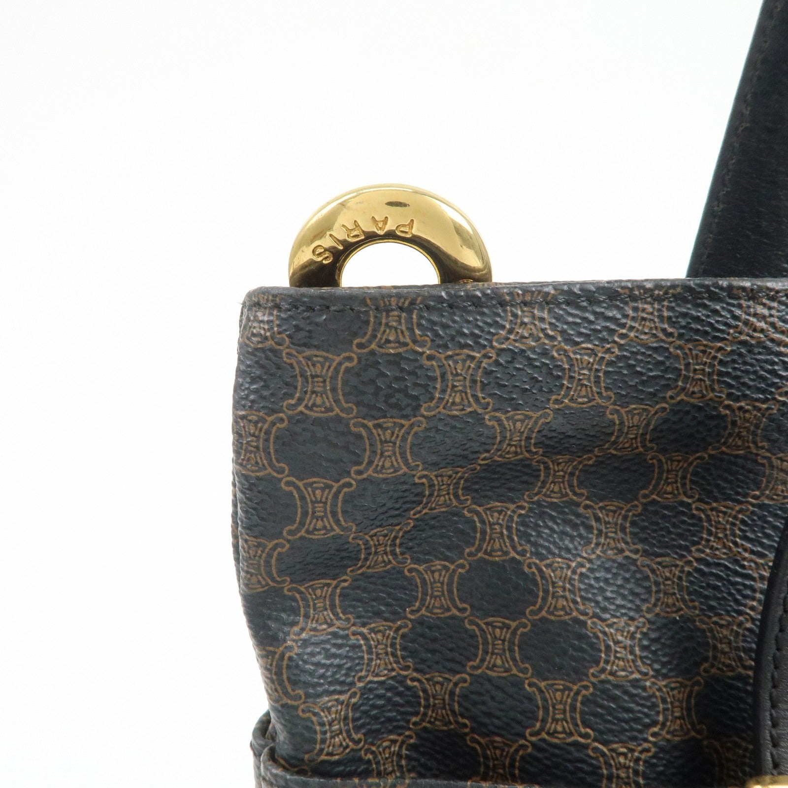Celine Macadam Logo Tote Bag - Black and Brown, PVC Coated Canvas and Leather 