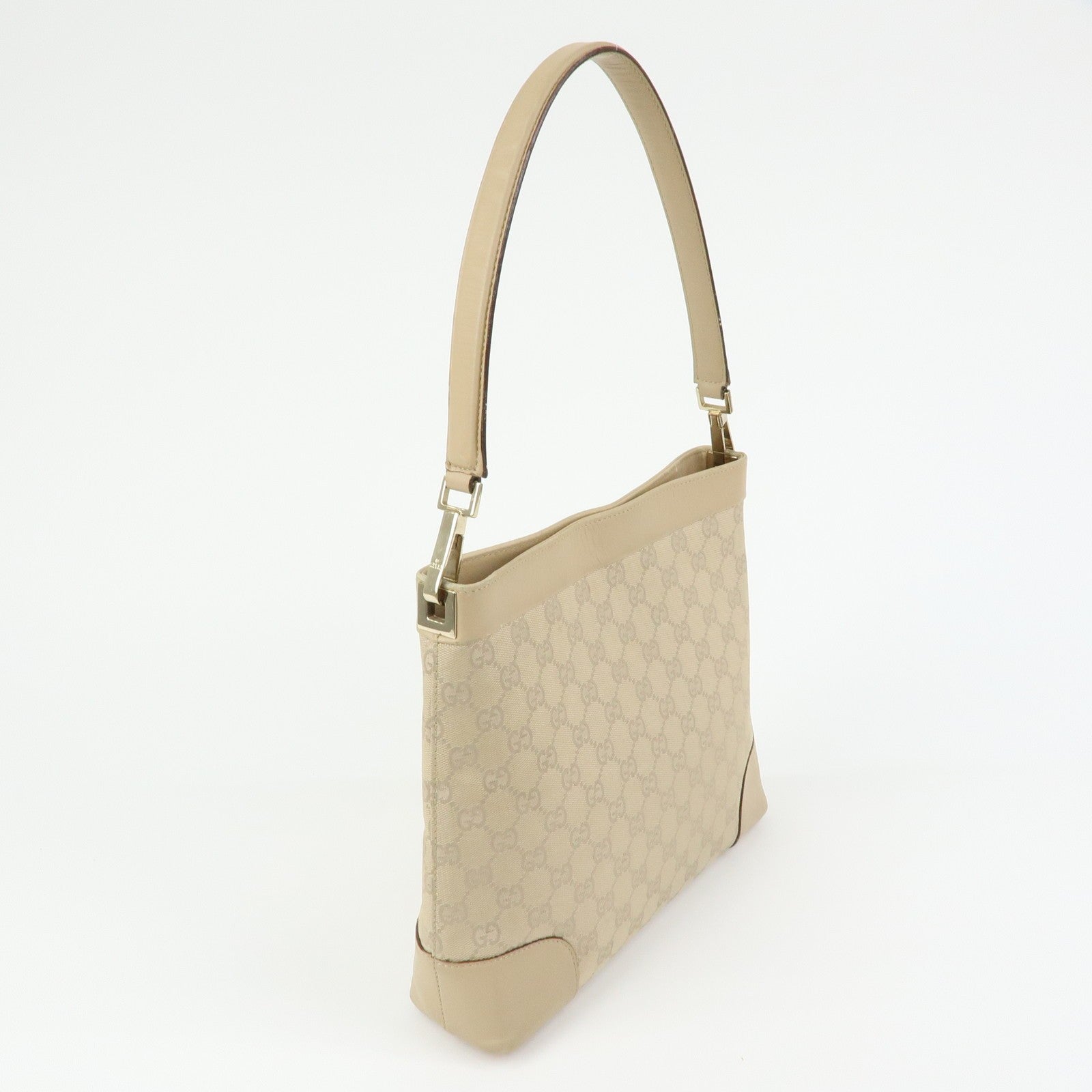 Gucci Shoulder Hand Bag - Beige, GG Canvas, Leather