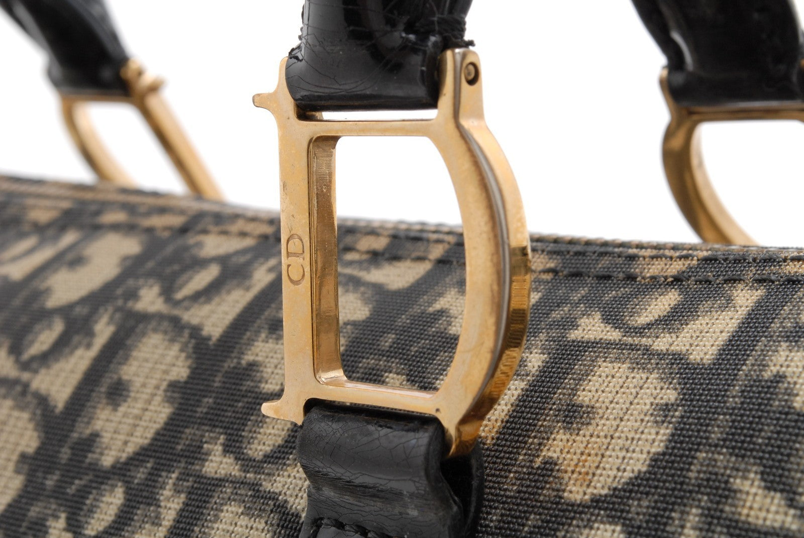 Christian Dior Trotter Boston Hand Bag - Black, Canvas