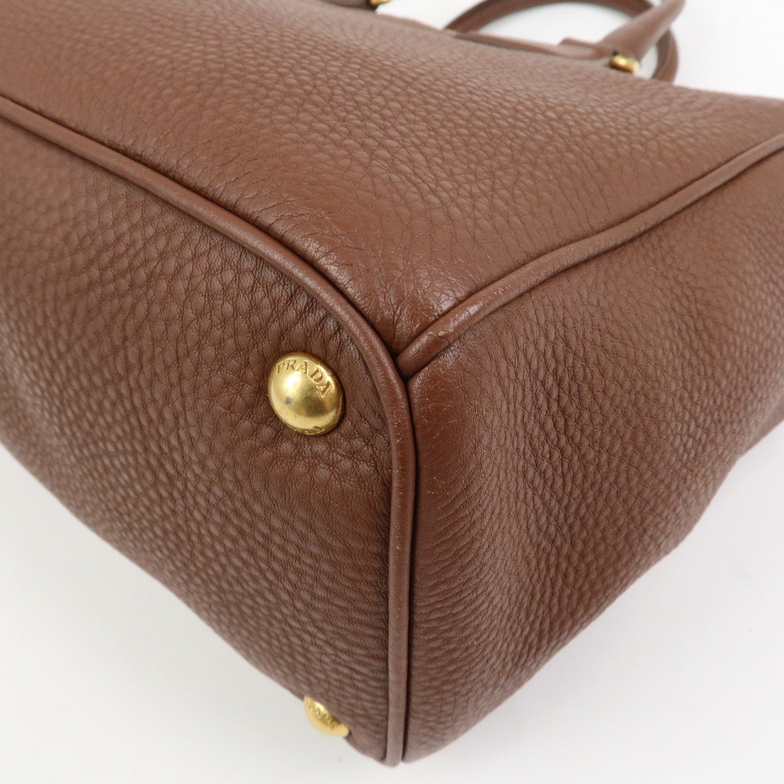 Prada Logo Hand Bag - Brown, Leather