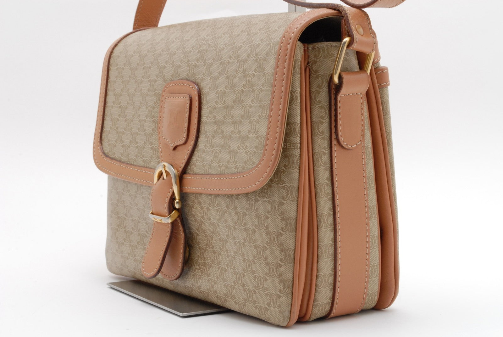 Celine Macadam Shoulder Bag - Beige, PVC Leather