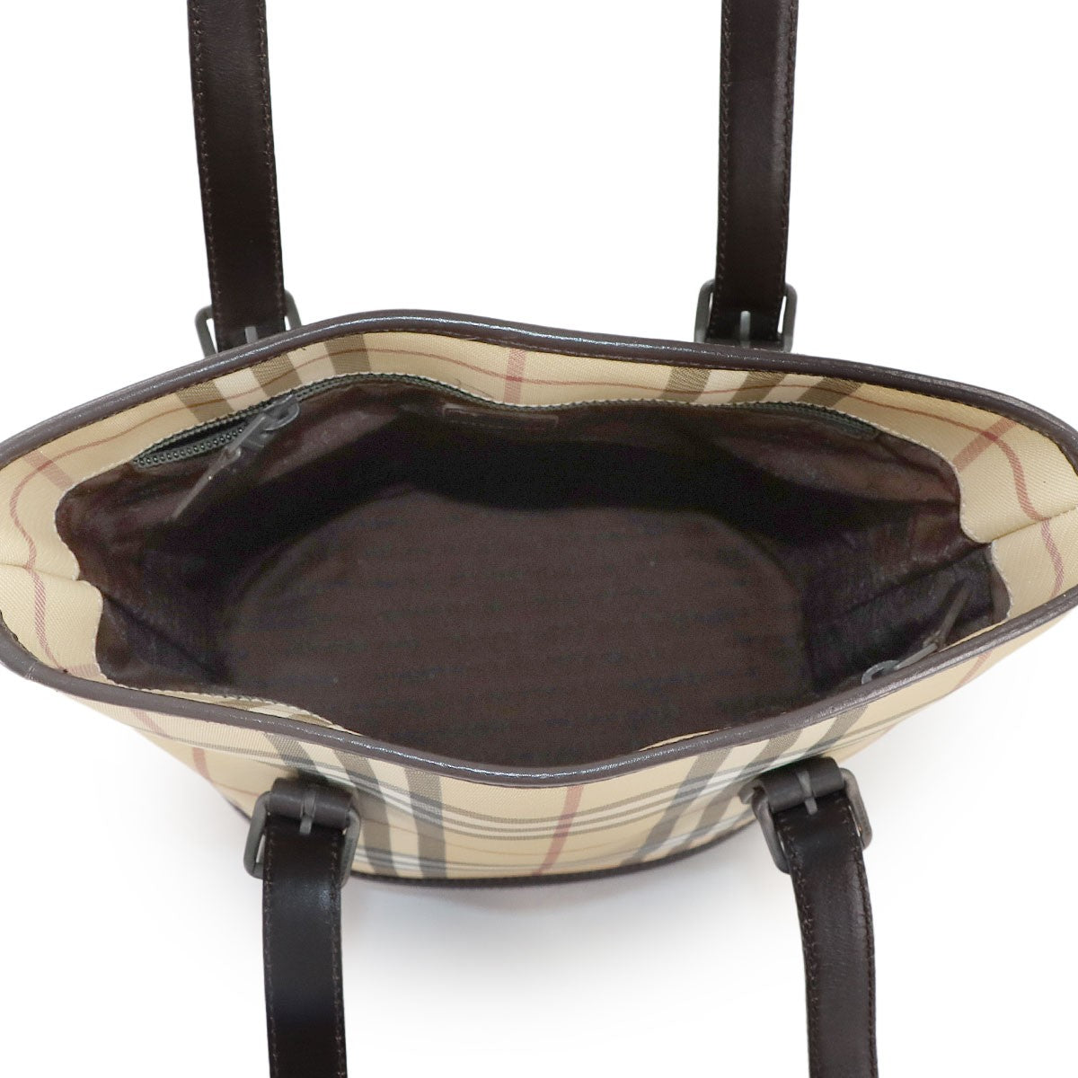 Burberry Plaid Tote Bag - Beige, PVC Leather