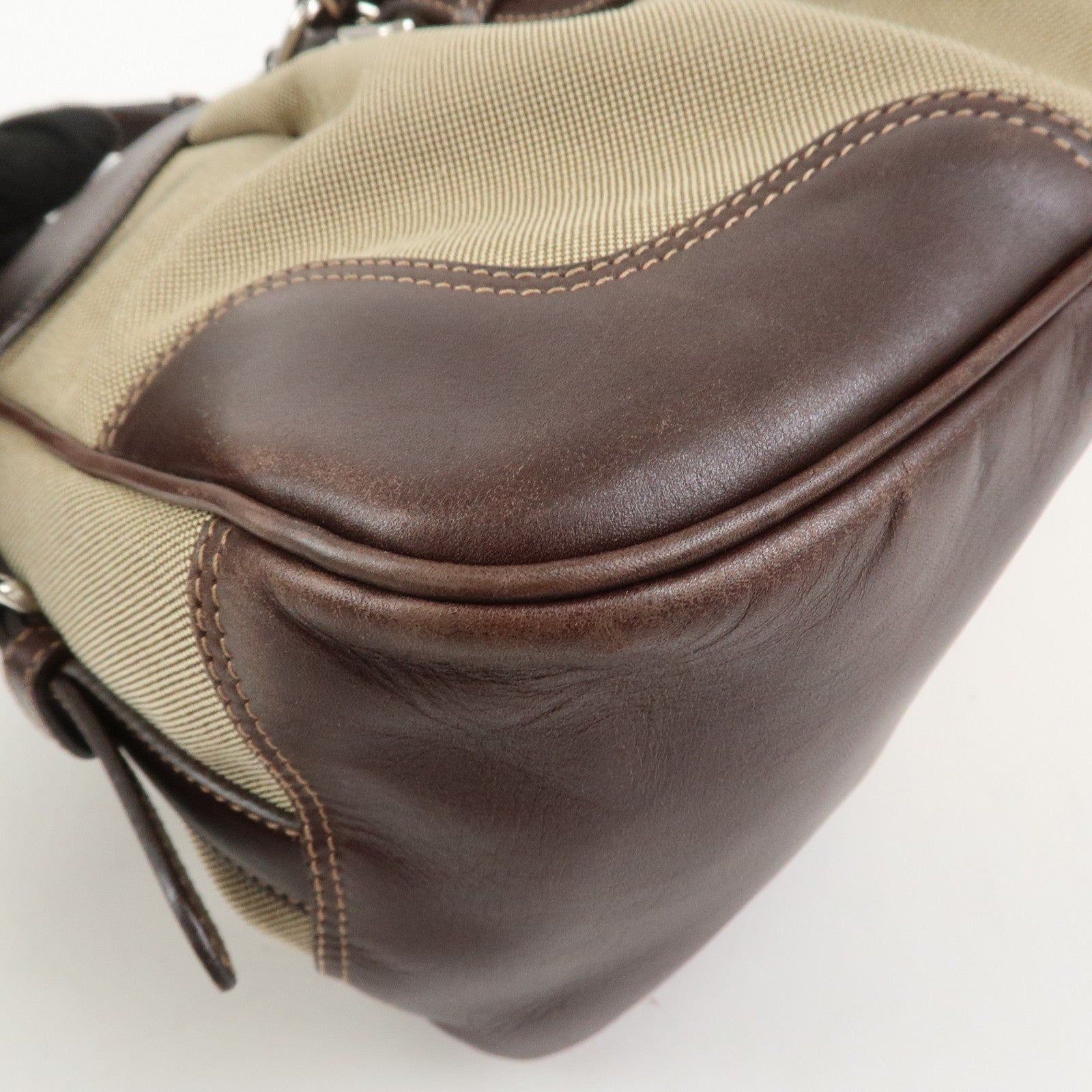 Prada Logo 2Way Shoulder Hand Bag - Brown, Canvas and Leather