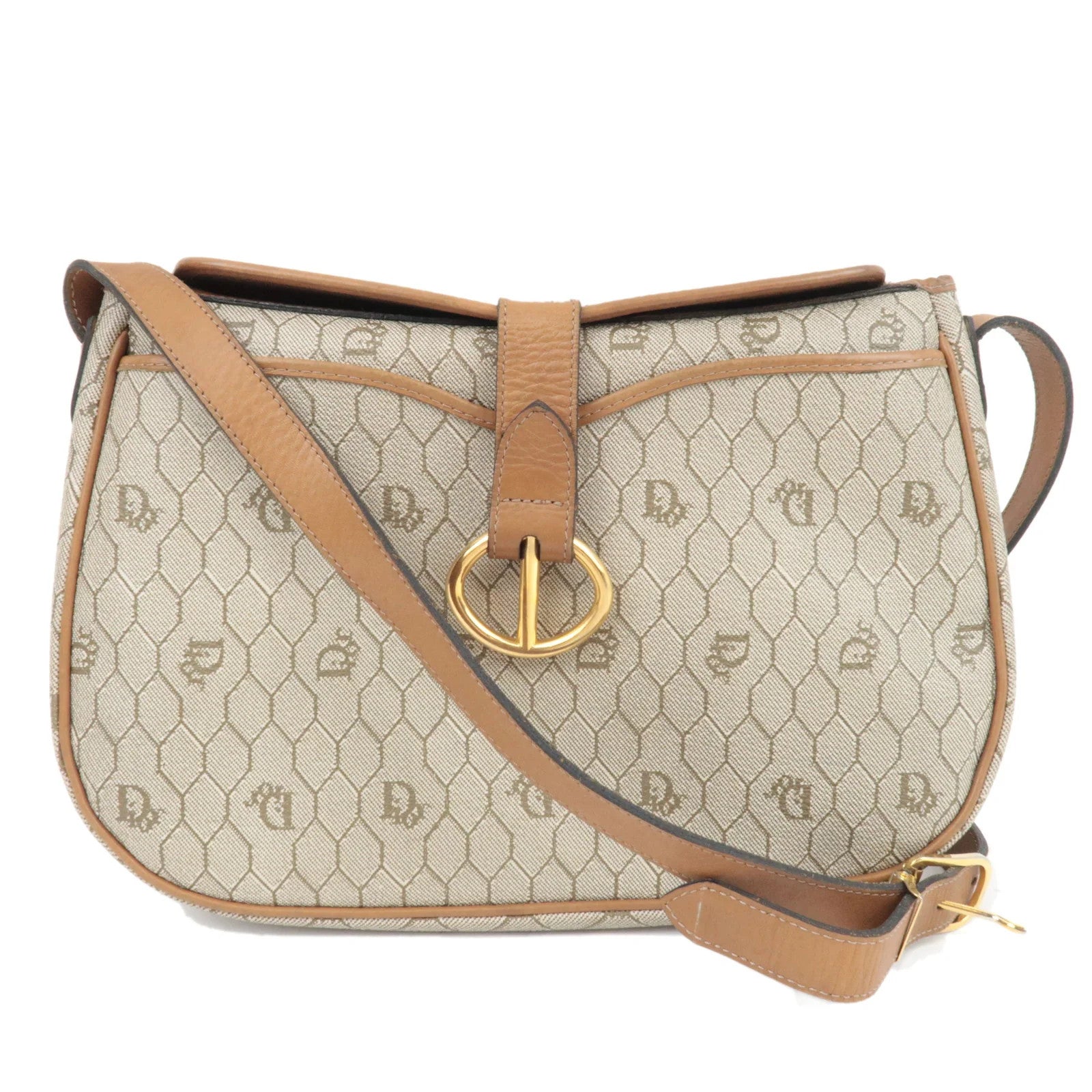 Christian Dior Honeycomb Shoulder Bag - Beige Brown, PVC Leather