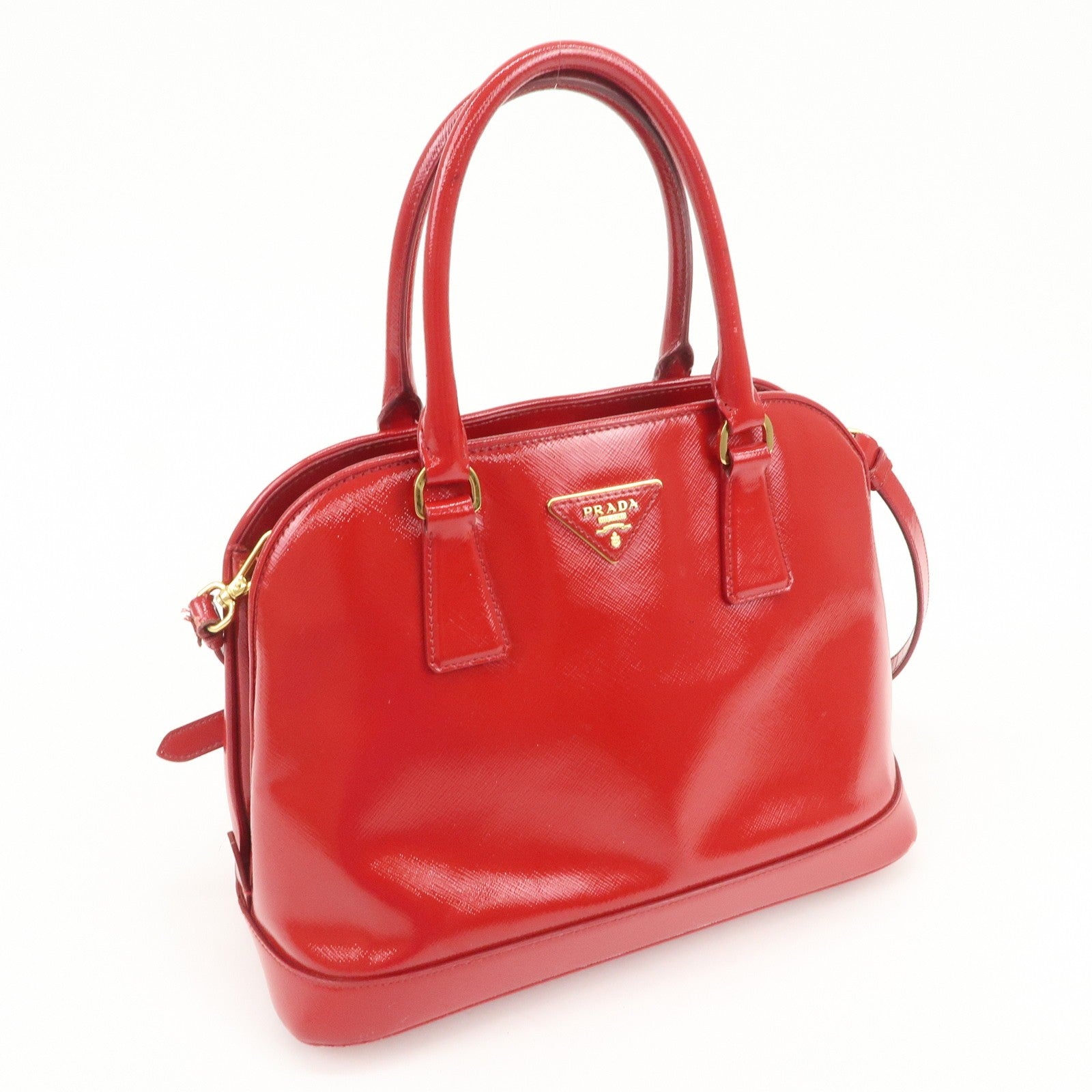 Prada BN2567 Hand Bag - Red, Patent Leather 