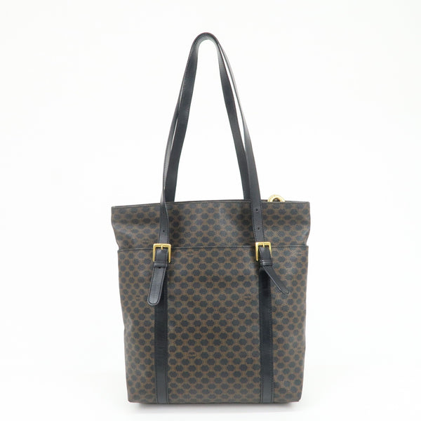 Celine Macadam Logo Tote Bag - Black and Brown, PVC Coated Canvas and Leather 