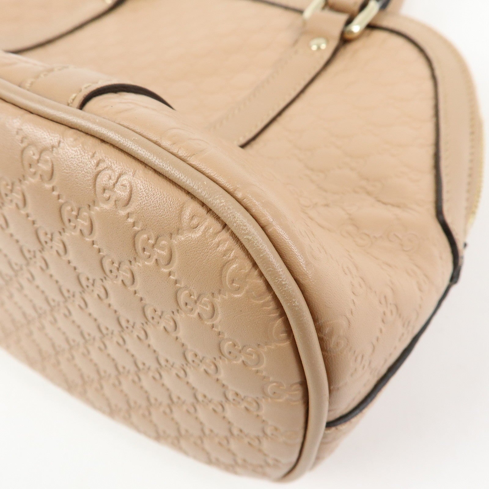 GUCCI Microguccissima Leather Bag Hand Bag Beige