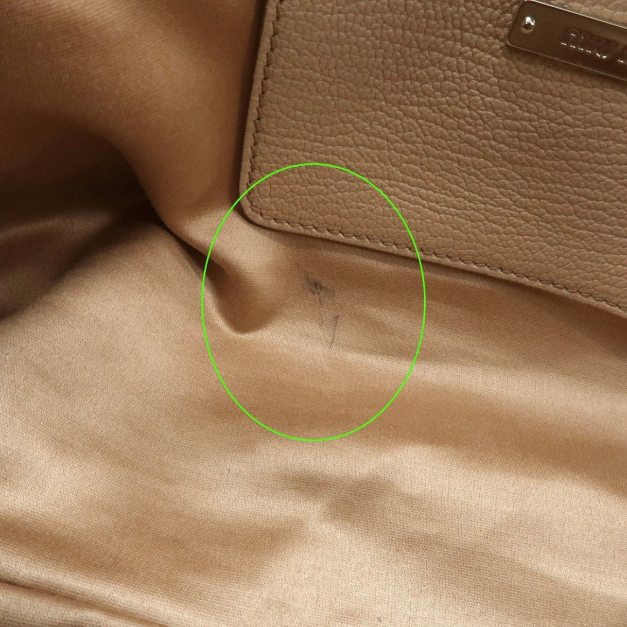 MIU MIU Leather 2Way Hand Bag Beige Pink Beige