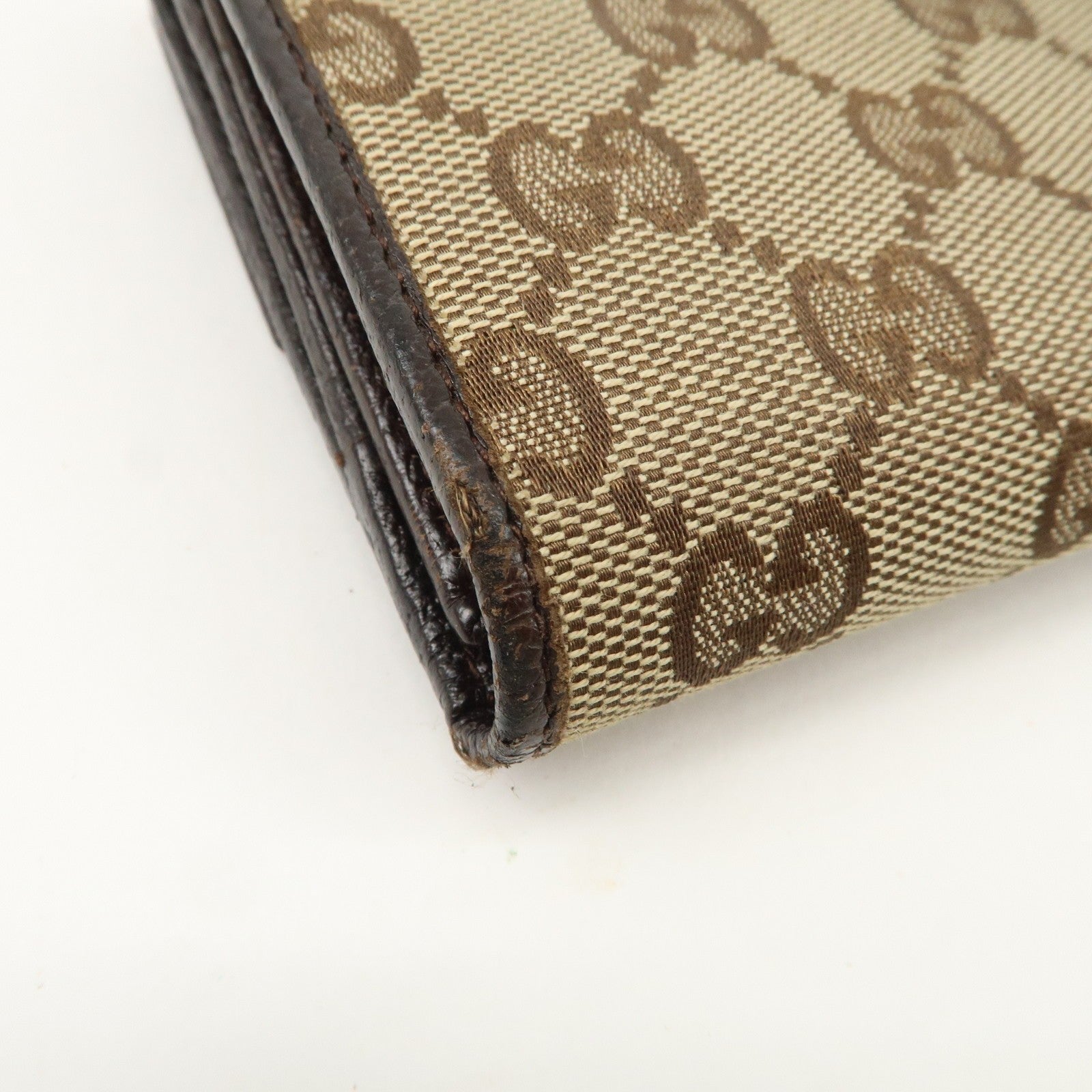 Gucci GG Canvas Leather Bi-fold Long Wallet - Dark Brown, Leather