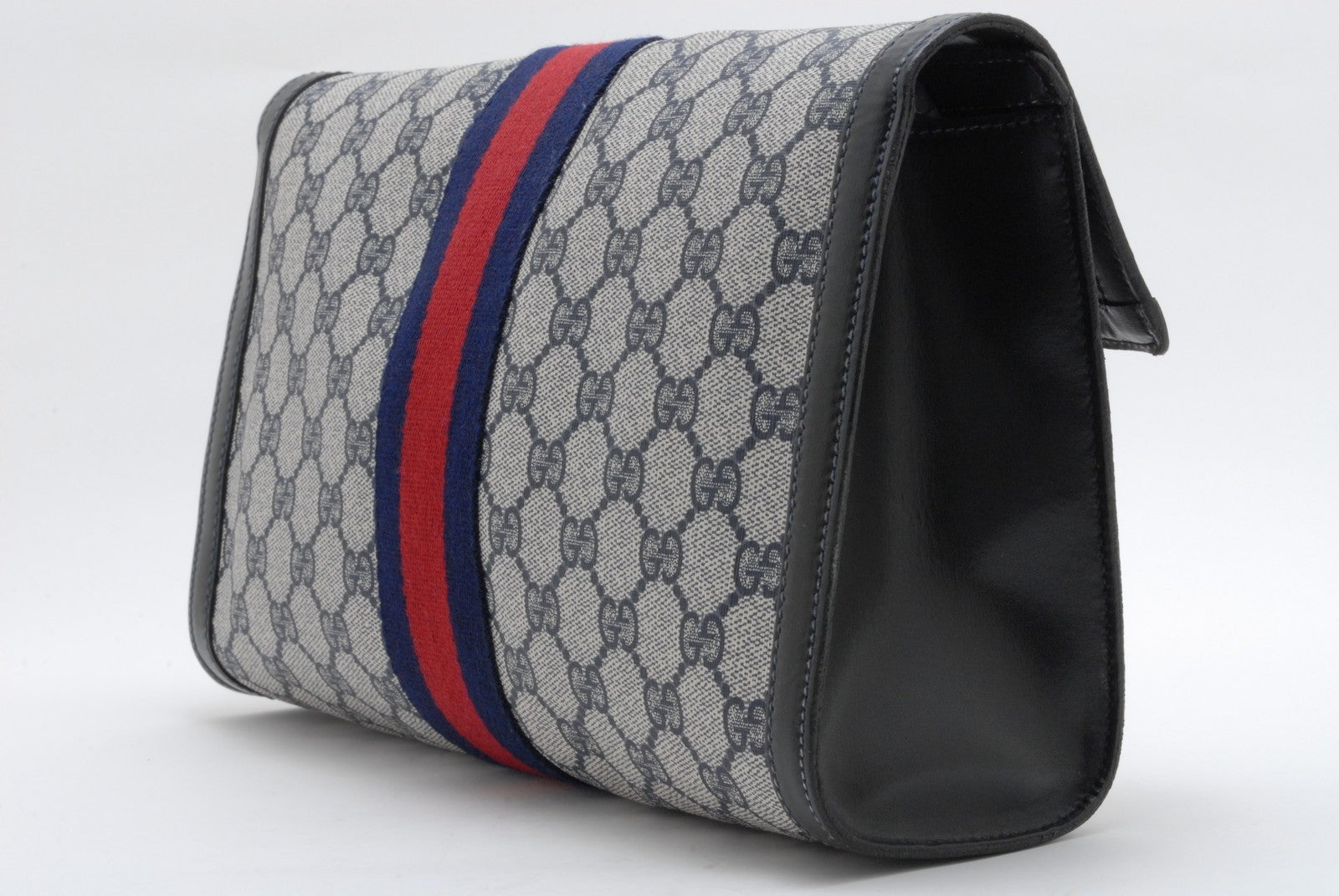 Gucci GG Supreme Web Clutch - Navy, Canvas, Leather