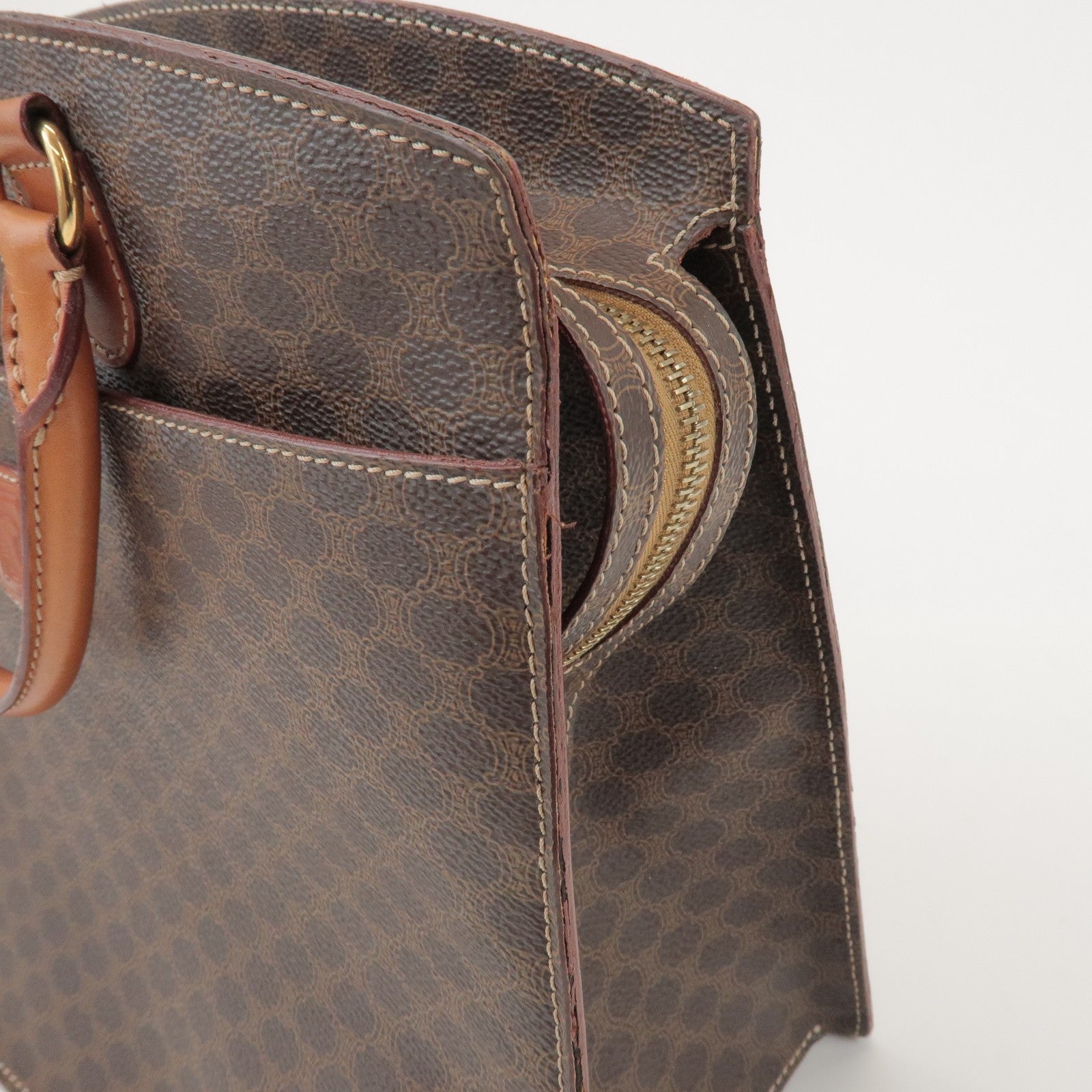 Celine Tote Bag Handbag - Brown, PVC Coated Canvas and Leather