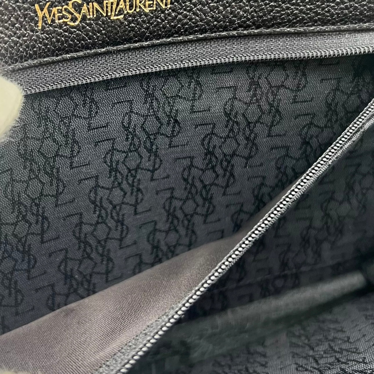 YVES SAINT LAURENT Clutch Bag Leather Black Vintage