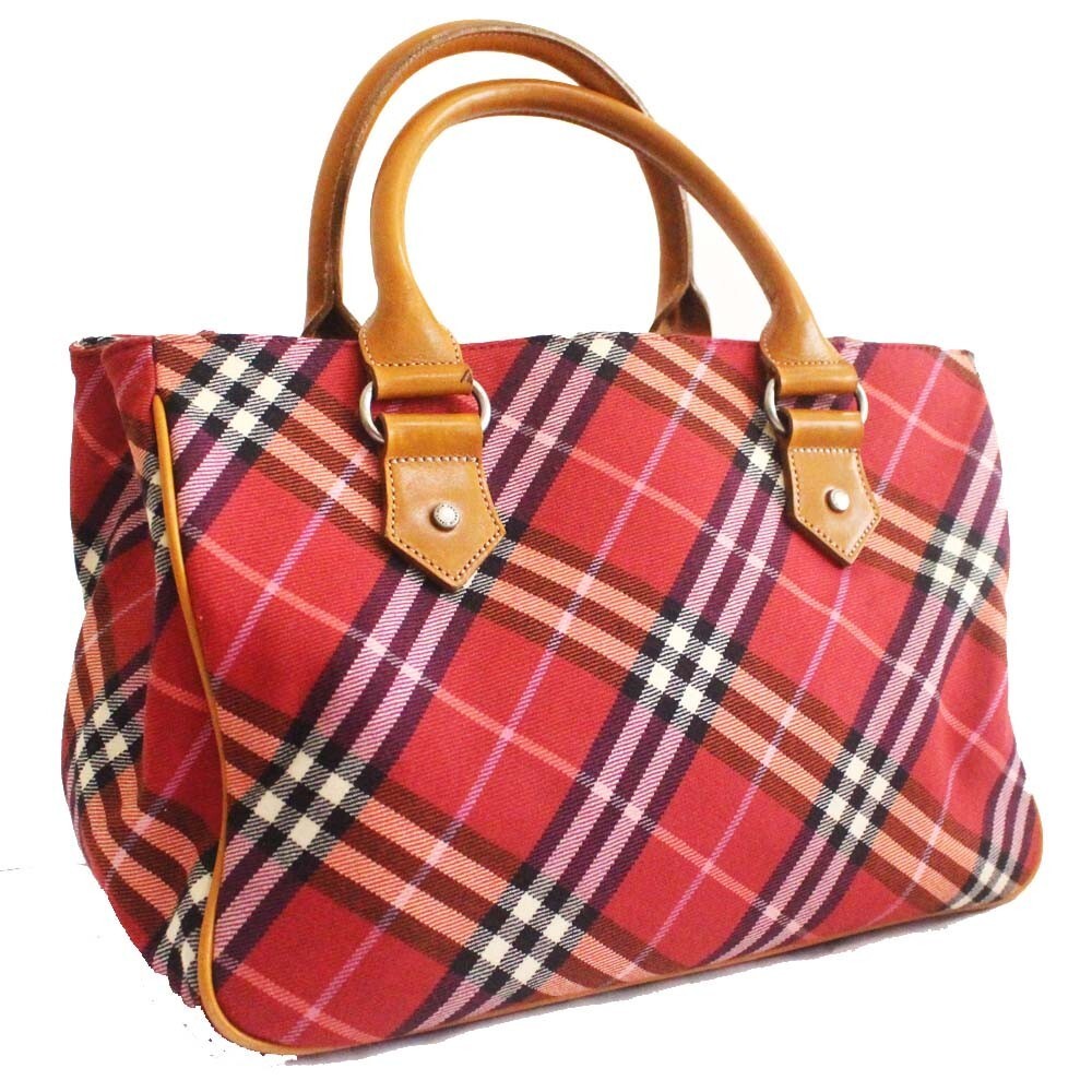 Burberry Blue Label Nova Check Tote Bag - Red, Canvas Leather