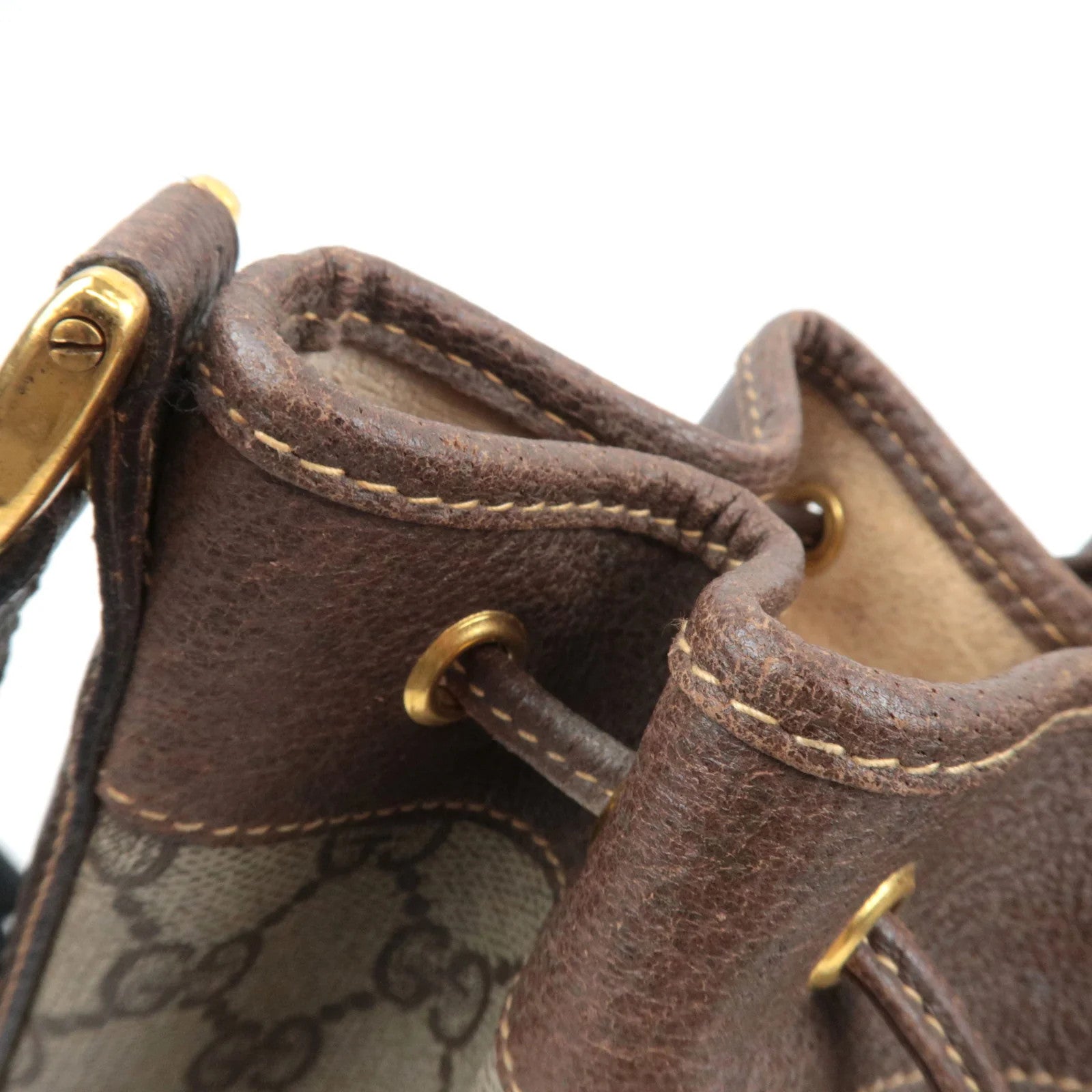 Gucci Sherry Line Bucket Shoulder Bag - Beige, GG Plus Leather 