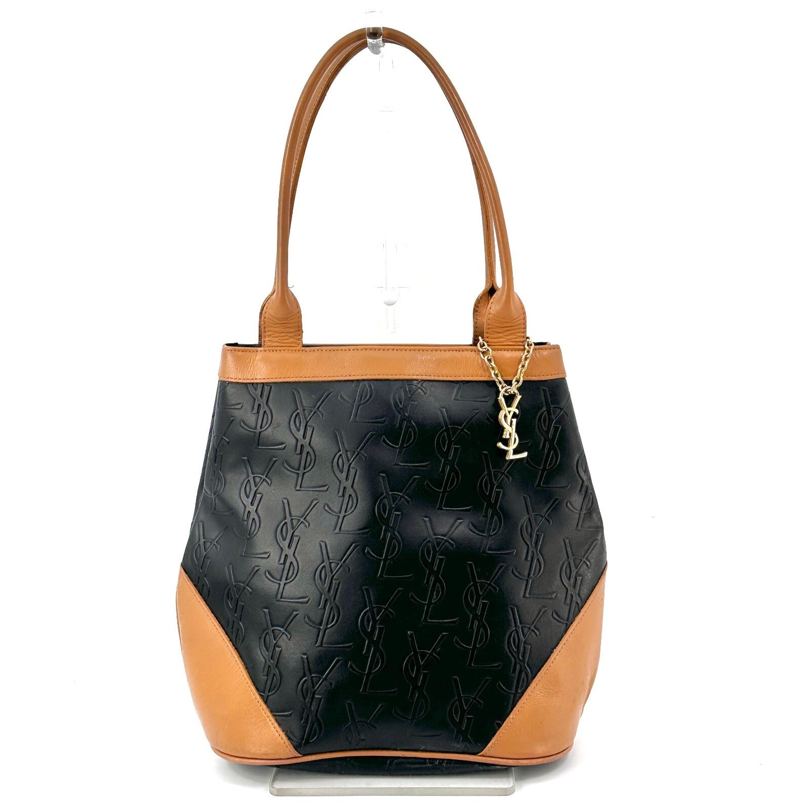 Yves Saint Laurent YSL logo tote bag Shoulder Bag - Black, Leather