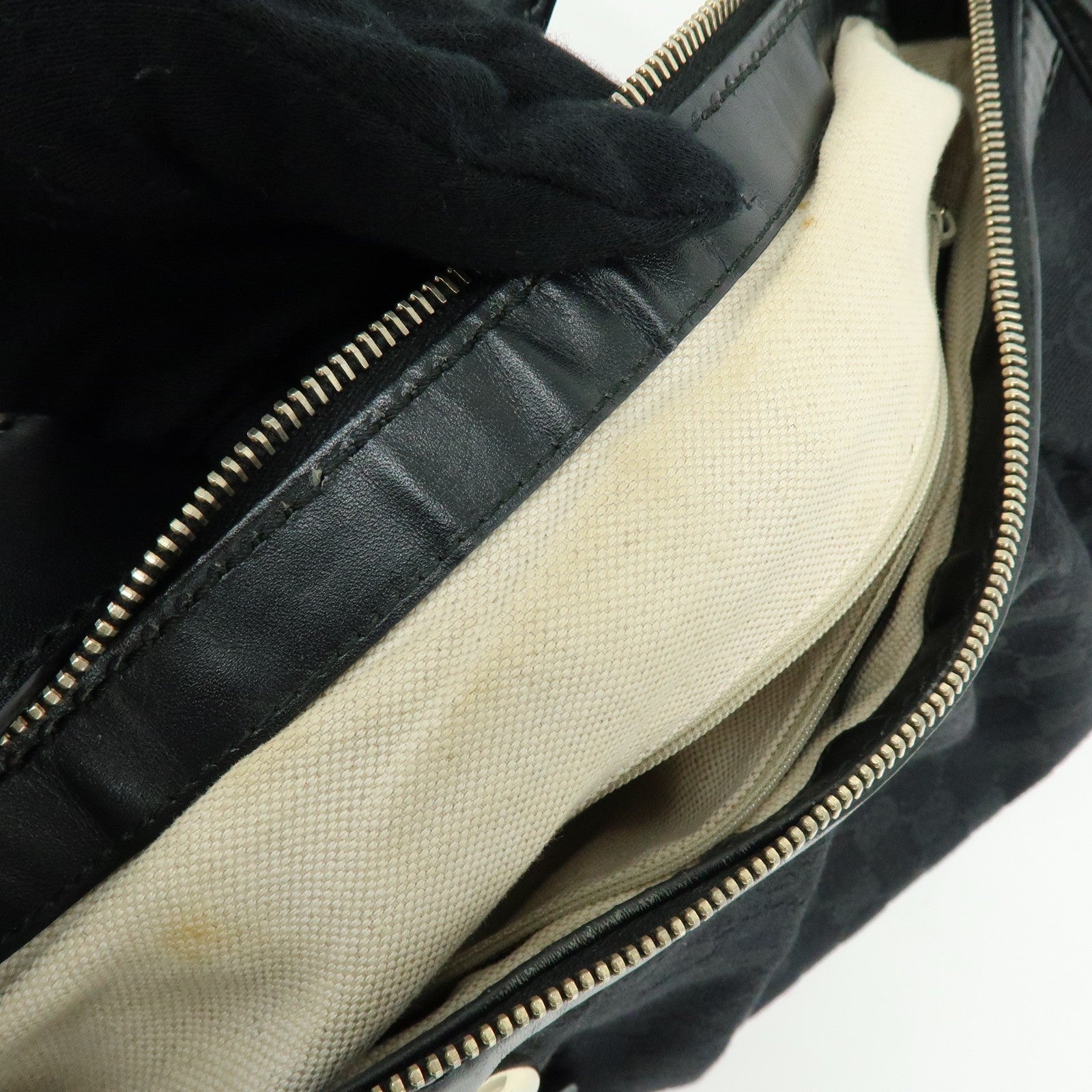 GUCCI Sukey GG Canvas Leather Shoulder Bag Black