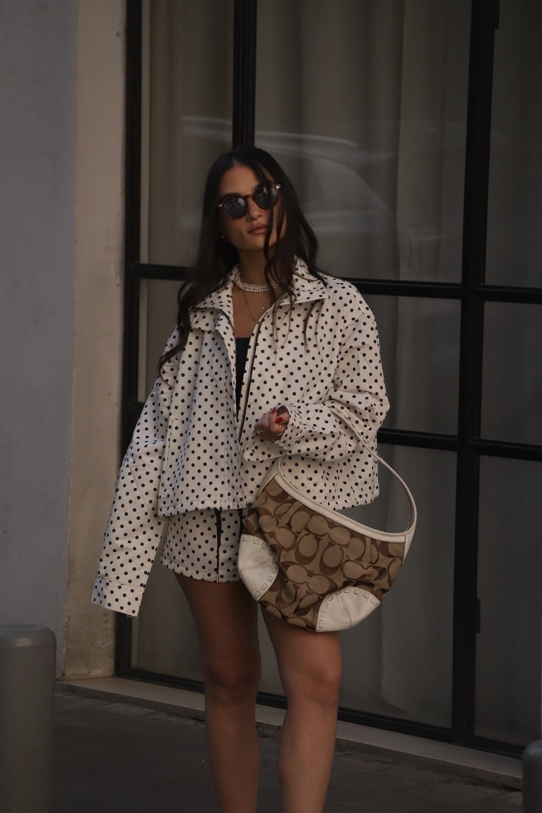 COACH Signature Canvas Leather Shoulder Bag