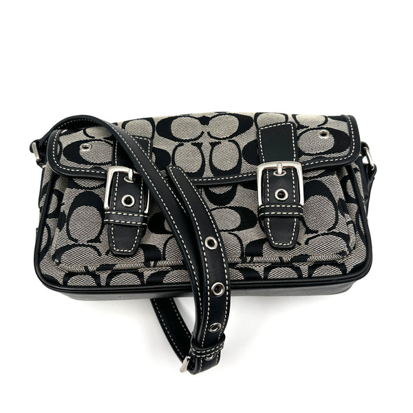 Mini Shoulder Bag Signature Canvas, Leather