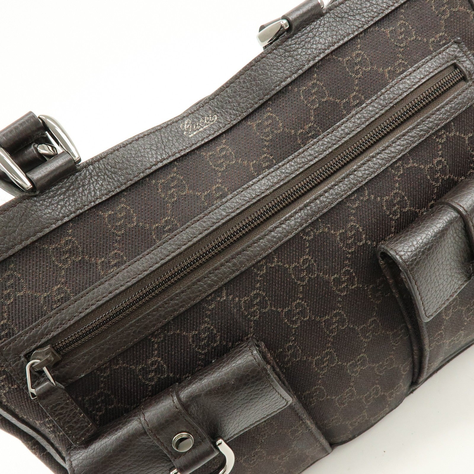Gucci Abbey Tote Bag - Brown, GG Canvas, Leather