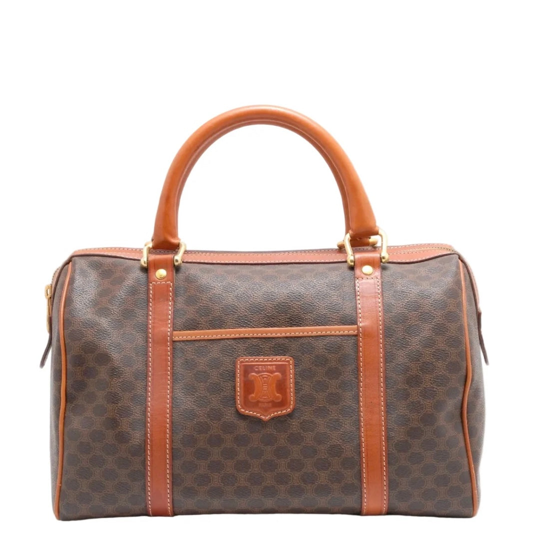 Celine Macadam Boston Handbag - Brown, PVC Leather