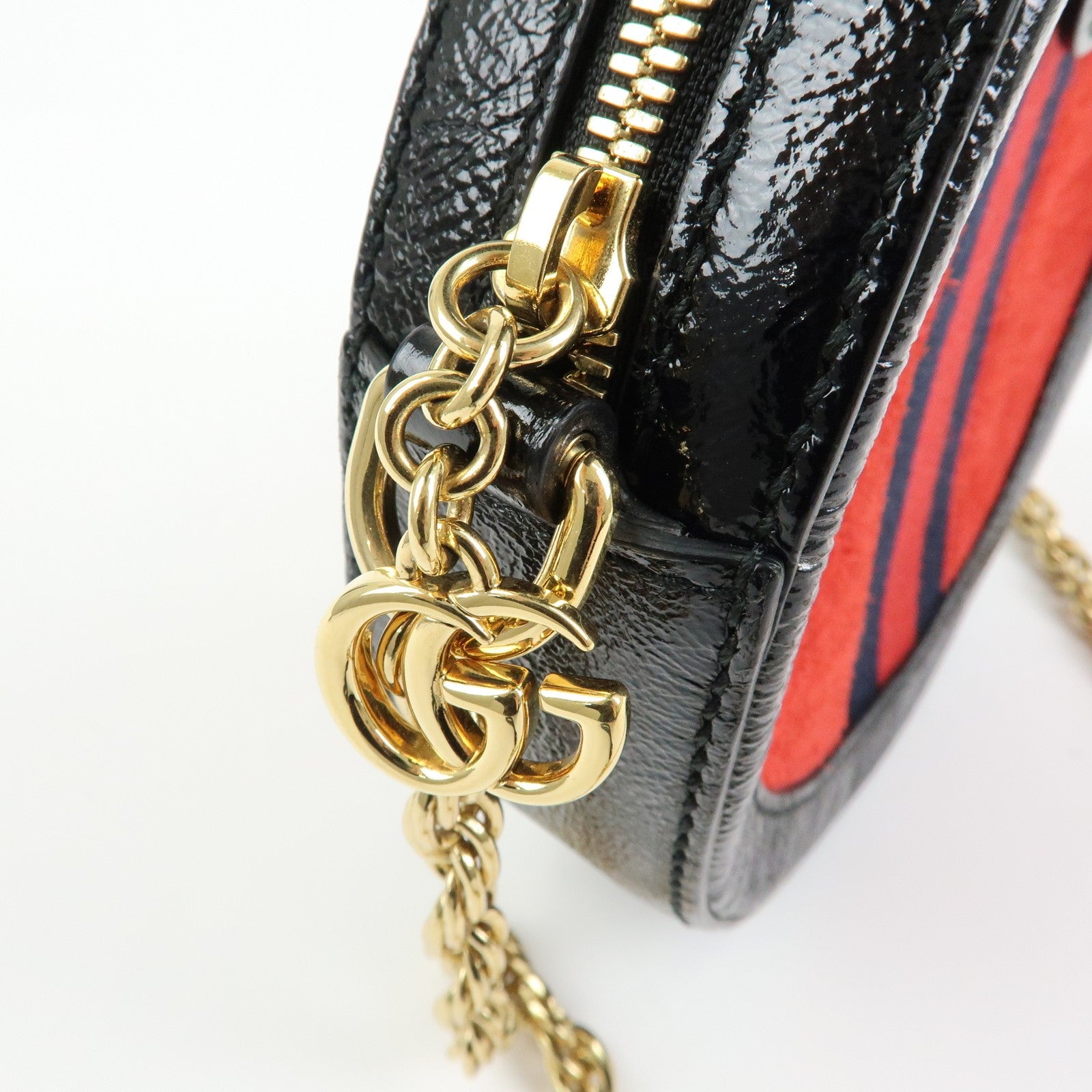 Gucci Shoulder Bag - Red, Black, Suede, Patent Leather