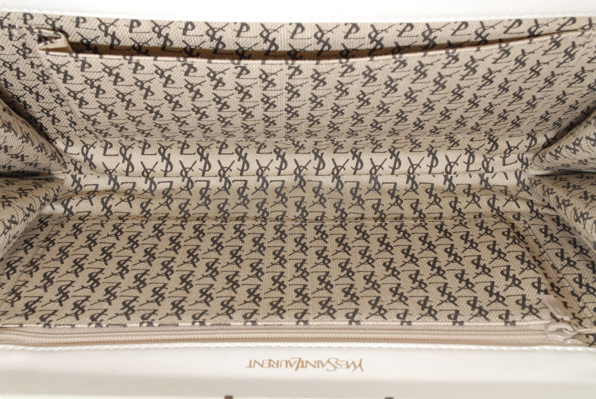 Saint Laurent Chevron Quilted Clutch Bag - White, Leather