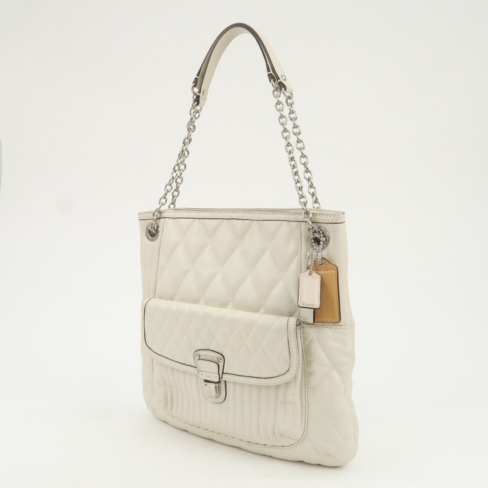 Coach Leather Chain Shoulder Bag - Ivory, Leather