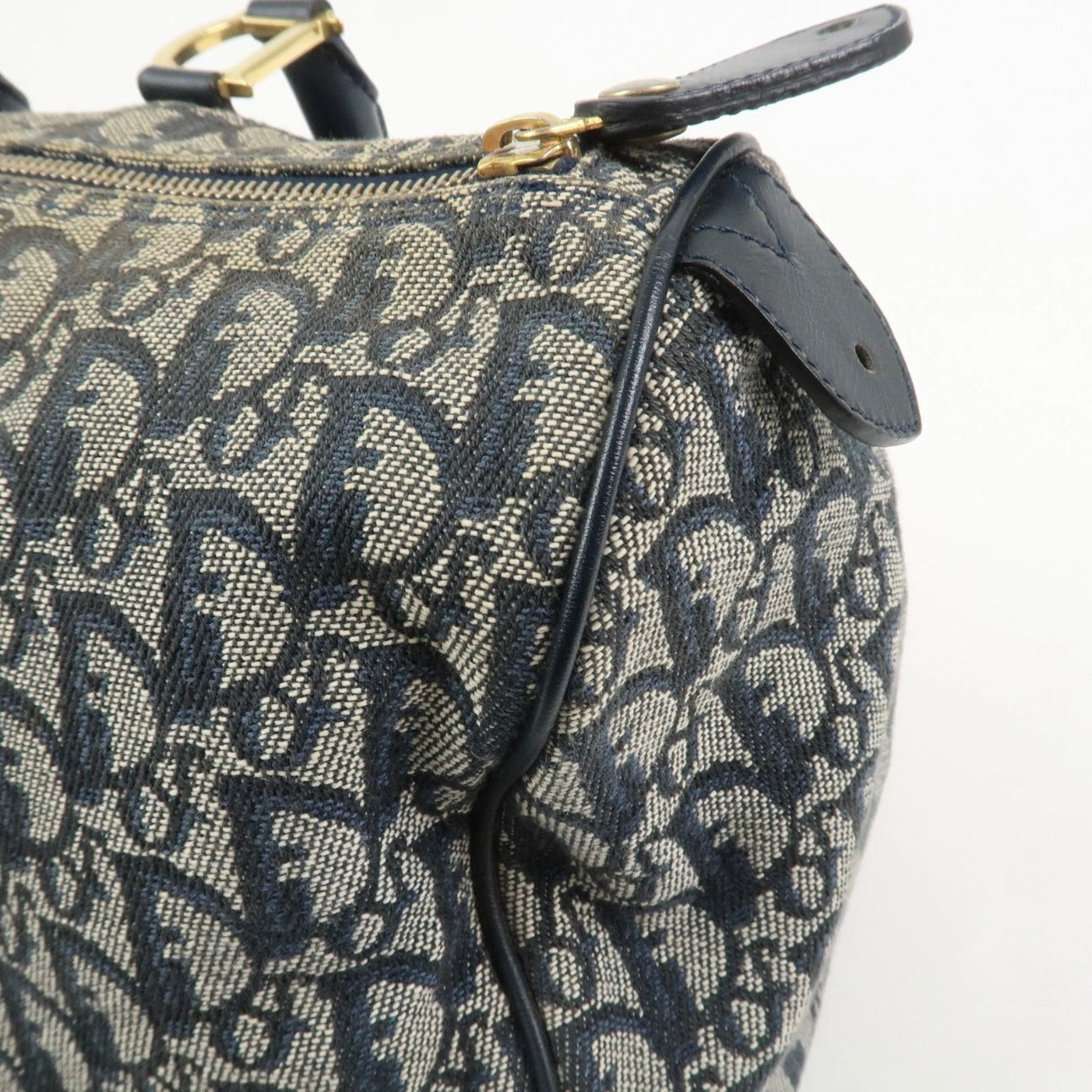 Christian Dior Jacquard Boston-  Navy, Leather.