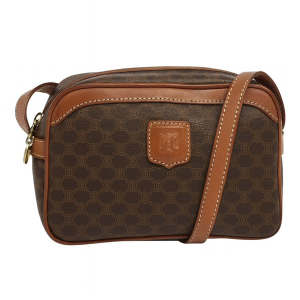 AI-enhanced studio cover image for Celine Macadam Shoulder Bag - Brown/Gold, PVC Leather