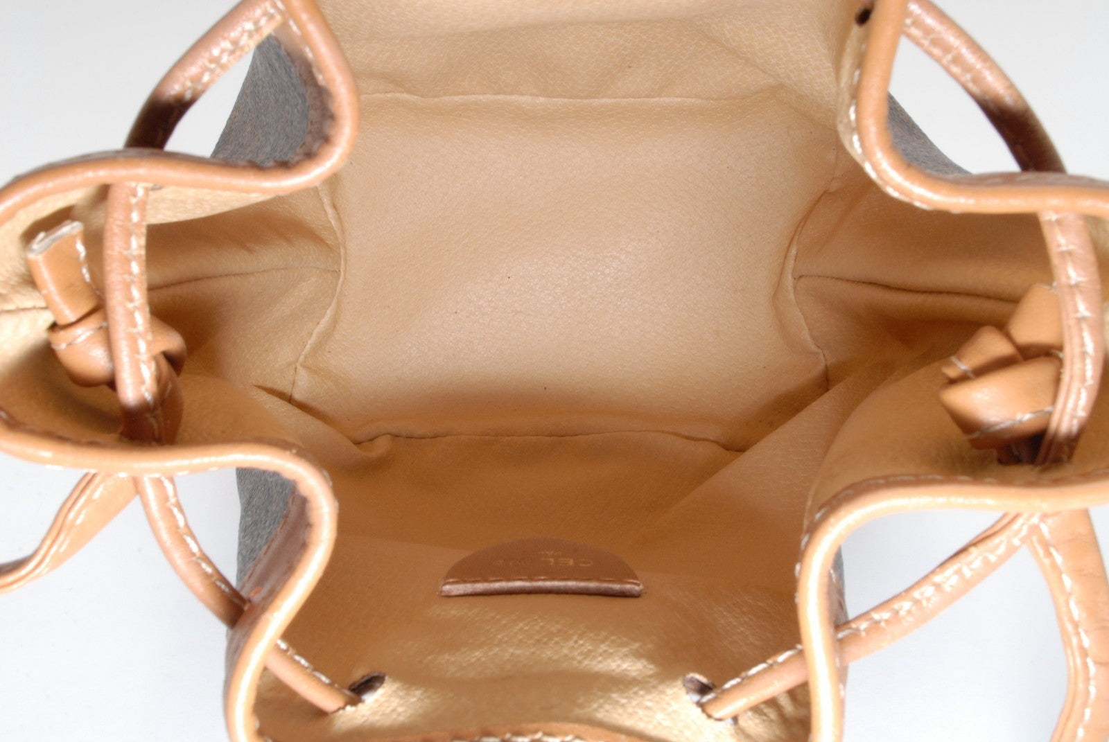 Celine Macadam Drawstring Bucket Mini Shoulder Bag - Brown, PVC