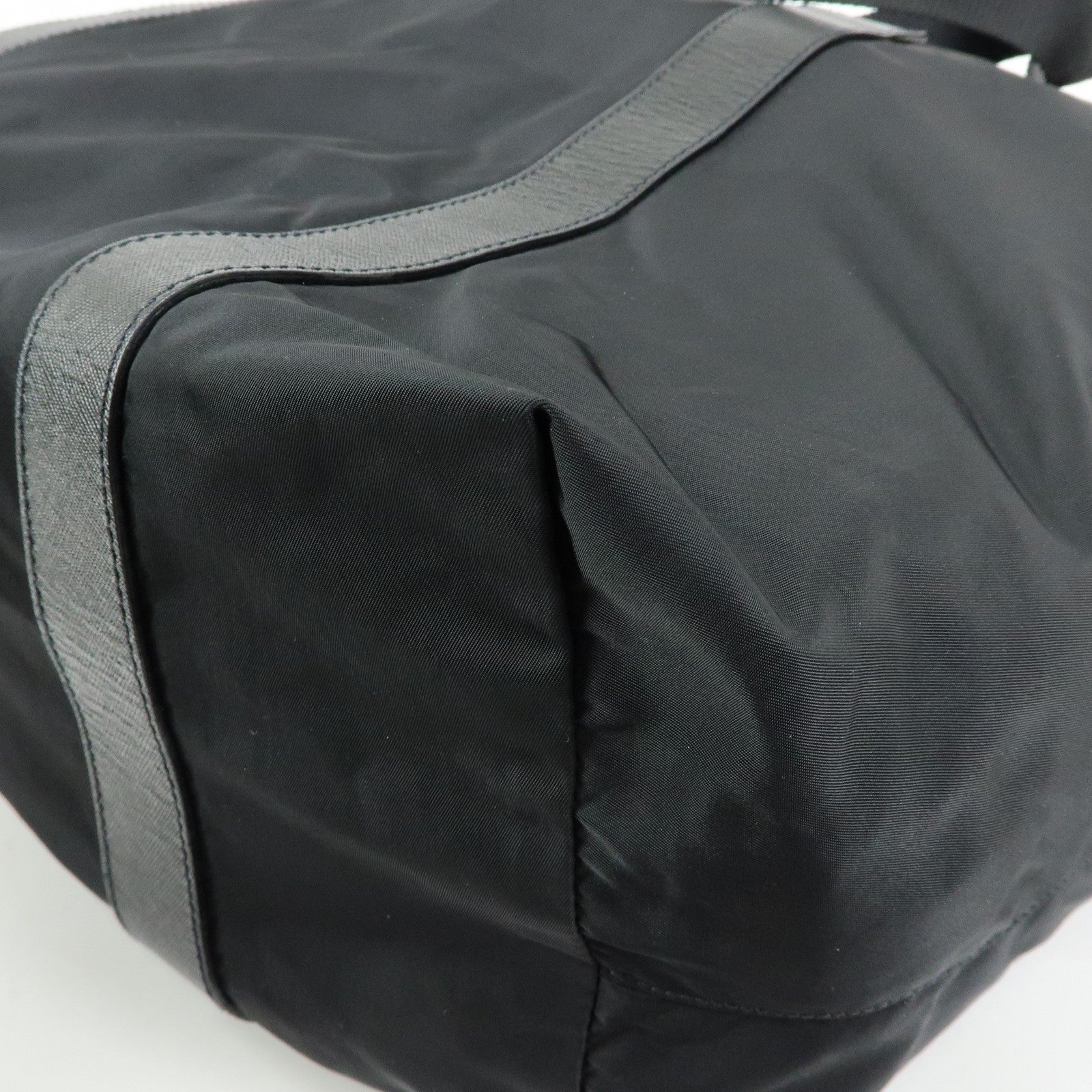 Prada Triangle Logo Boston Hand Bag - Black, Nylon 