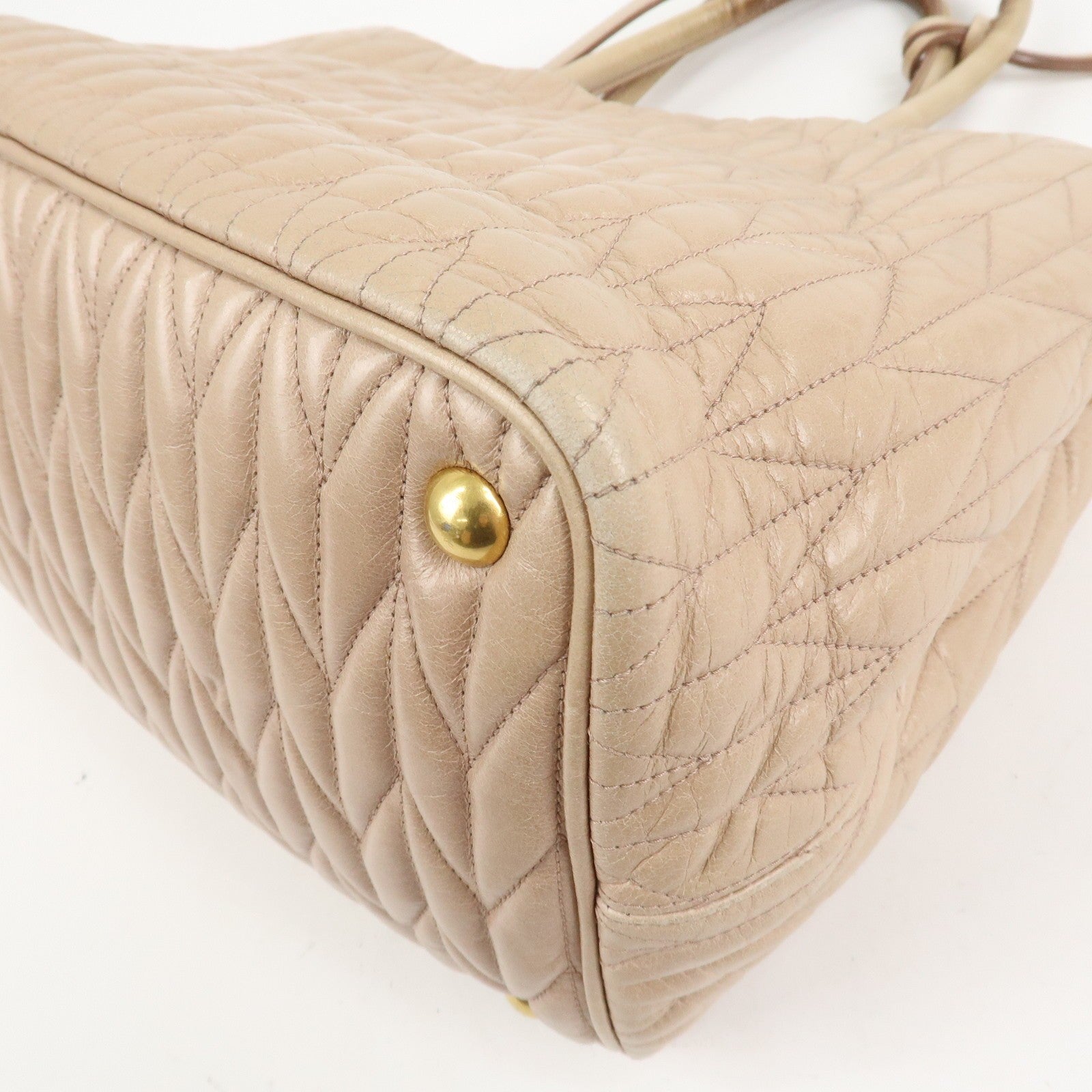 Miu Miu Leather Ribbon 2Way Shoulder Bag Beige, Leather
