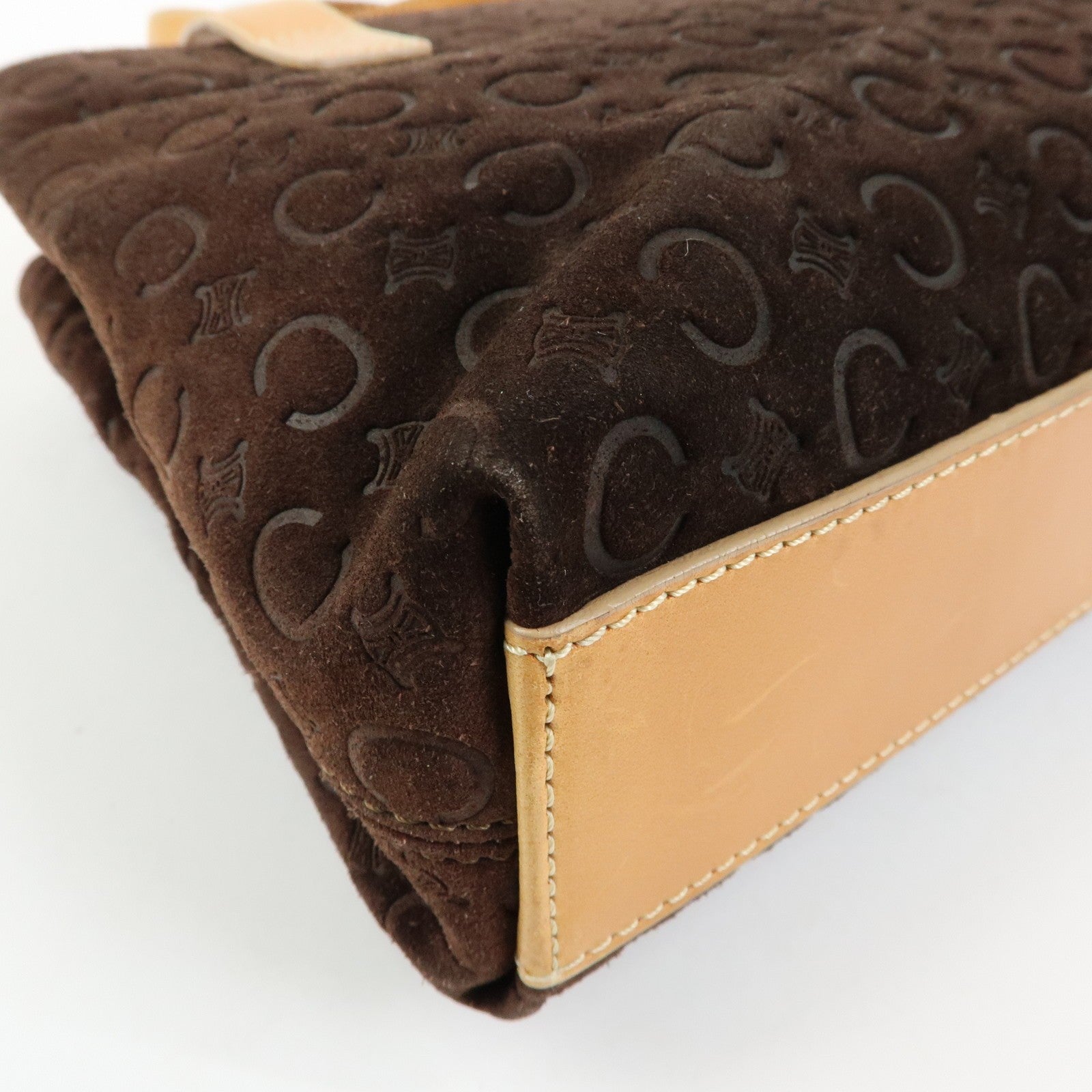 Celine C Macadam Hand Bag - Dark Brown, Suede Leather