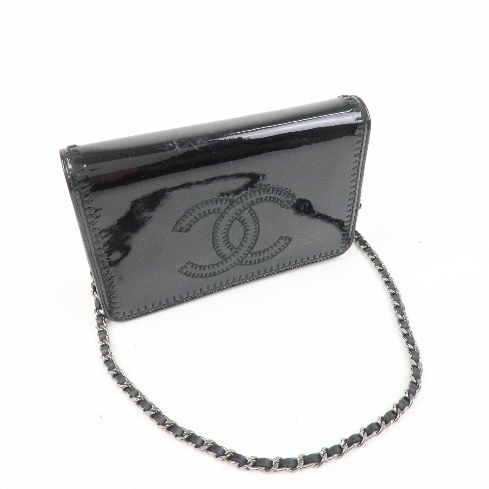 Chanel Coco Mark Wallet Shoulder Bag - Black, Patent Leather