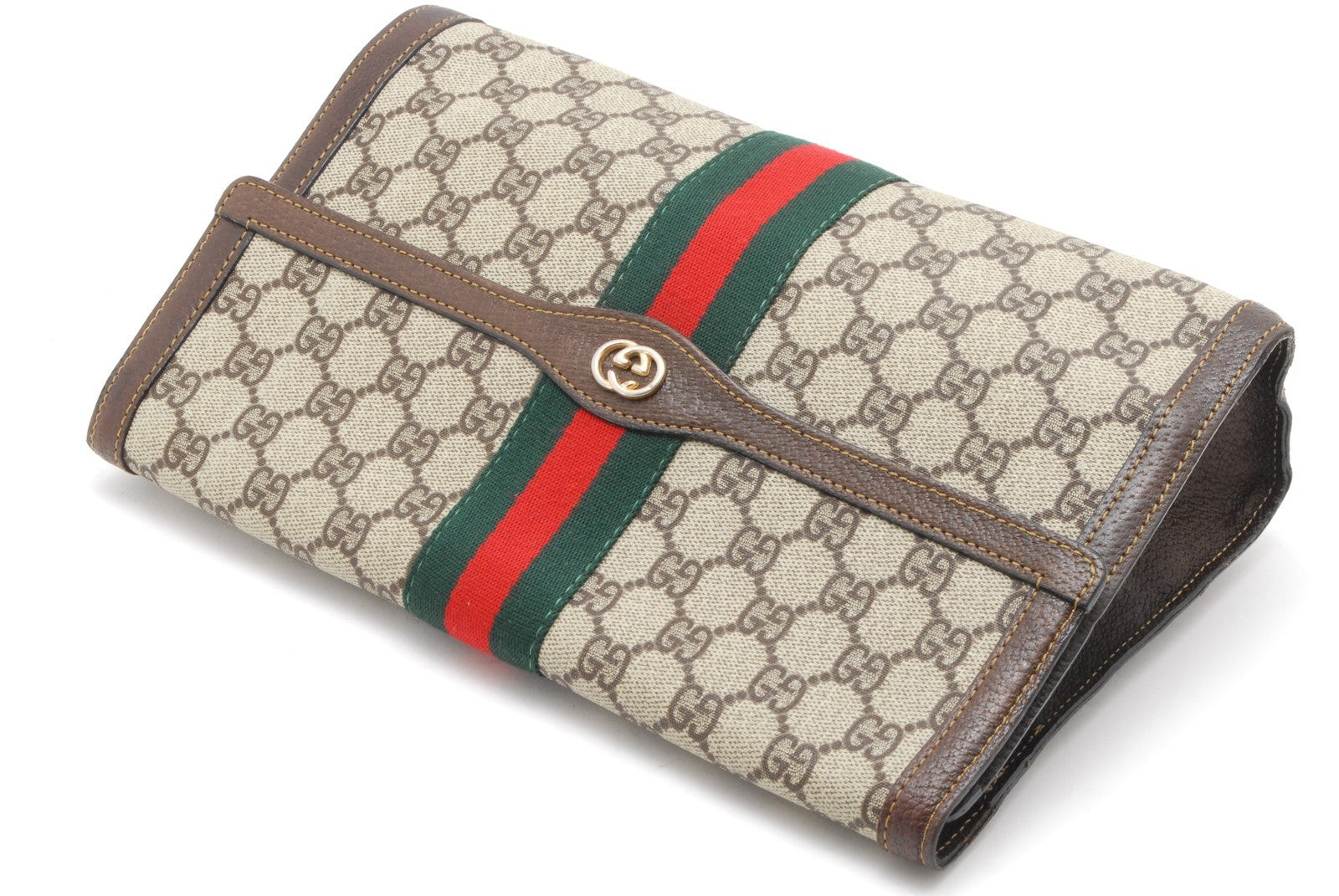 Gucci GG Supreme Web Clutch - Beige, PVC