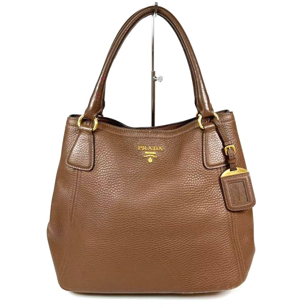 PRADA Brown Leather Tote Bag
