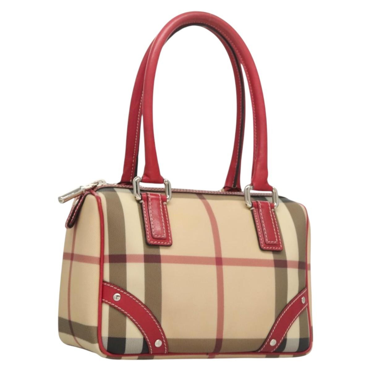 Burberry Nova Check Hand Bag - Beige/Silver, PVC Leather
