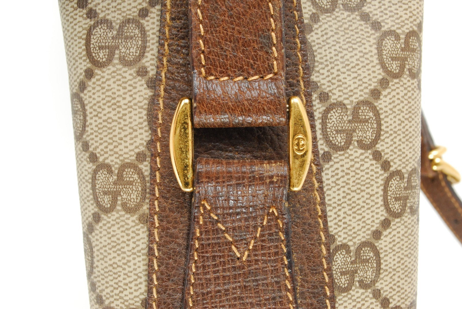 Gucci Vintage GG Sherry Line Drawstring Shoulder Bag - Brown, PVC Leather 