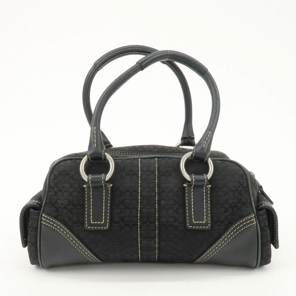COACH Leather Canvas Hand Bag Brown Silver