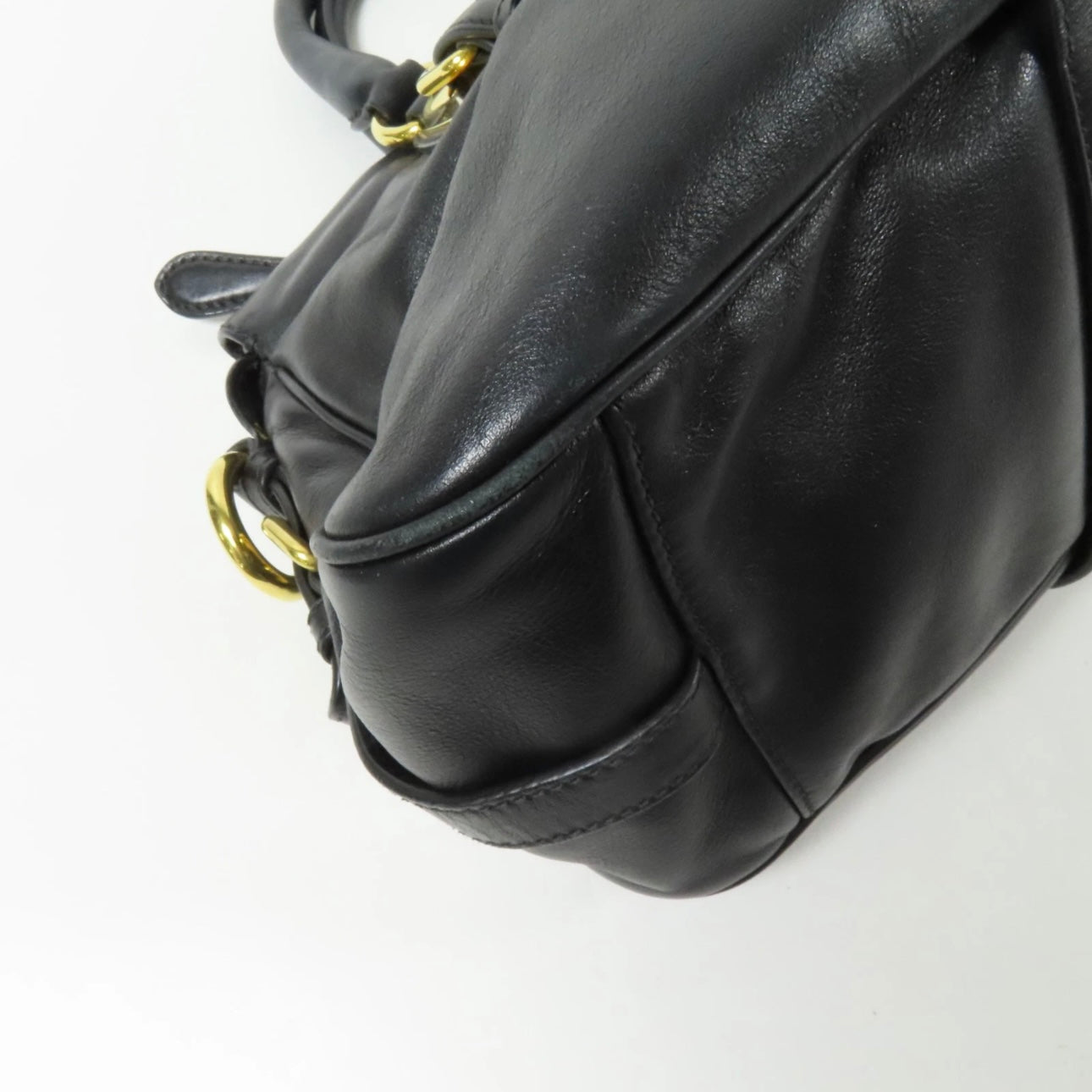 Prada GHW Bauletto Handbag - Black, Calfskin Leather