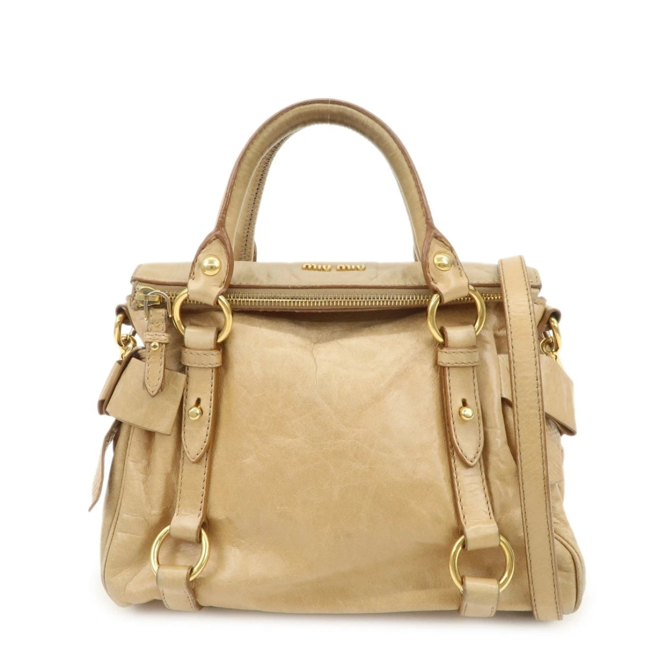 MIU MIU Leather 2Way Bag- Beige